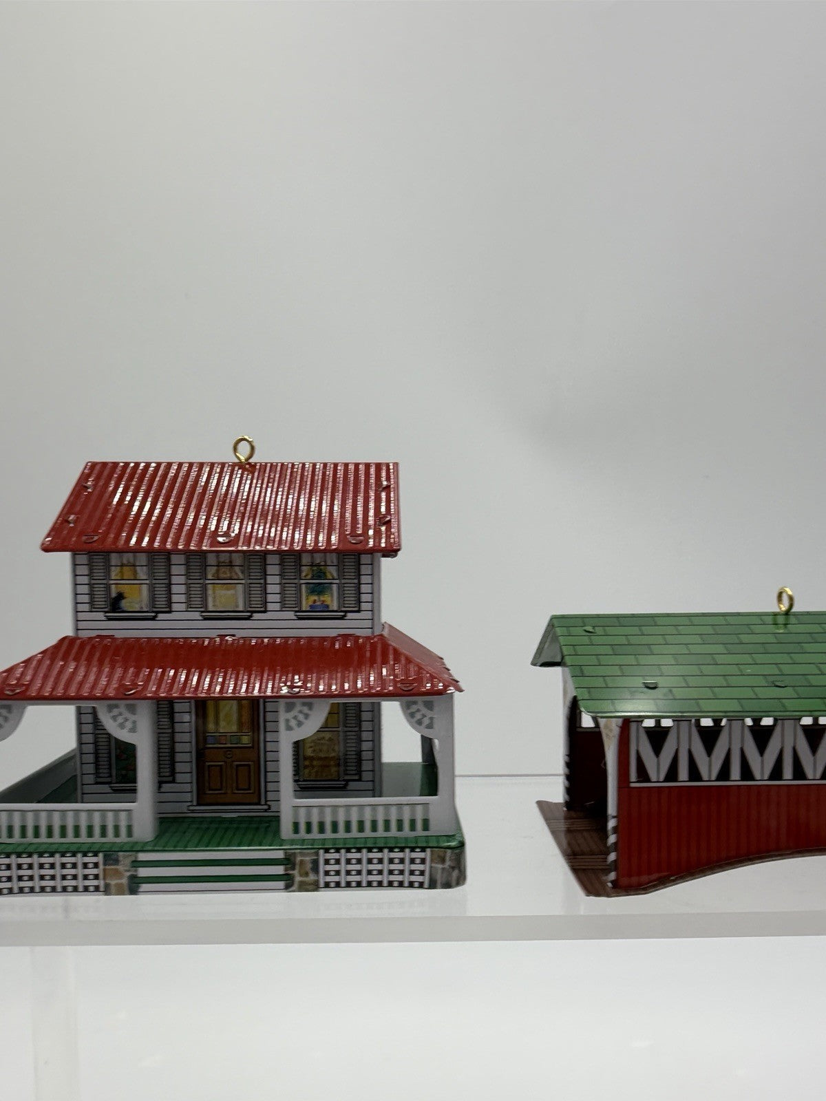 Hallmark Pressed Tin Ornaments Town & Country Series 1999-2003 Christmas 8 Pcs