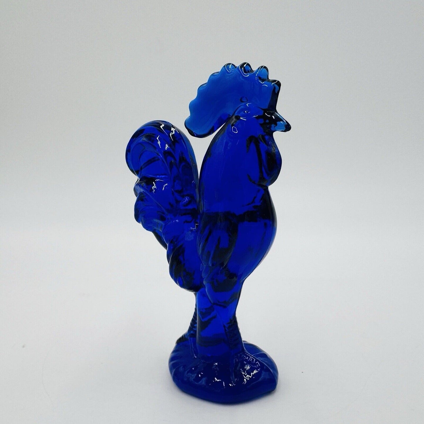 Westmoreland Art Glass Cobalt Blue Rooster Figurine 4” Vintage MCM