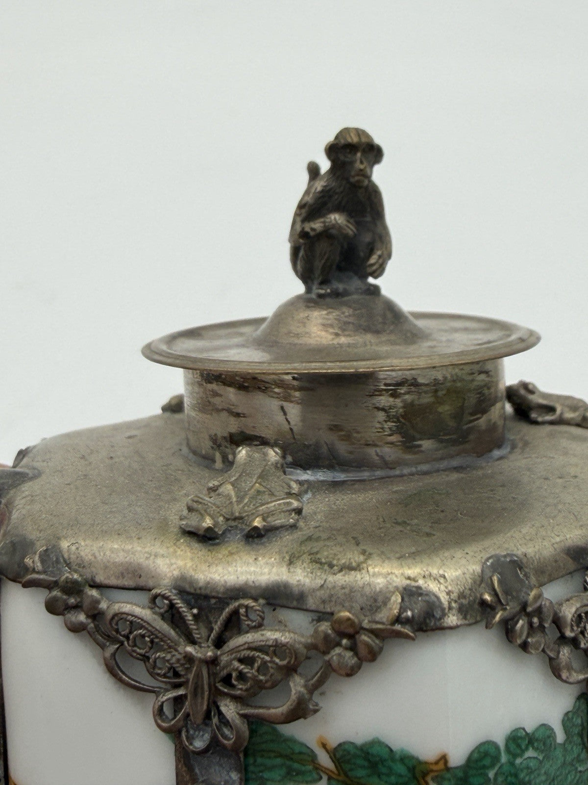 Antique Guangxu reign hexagonal Qing Dynasty Chinese metalwork pewter teapot