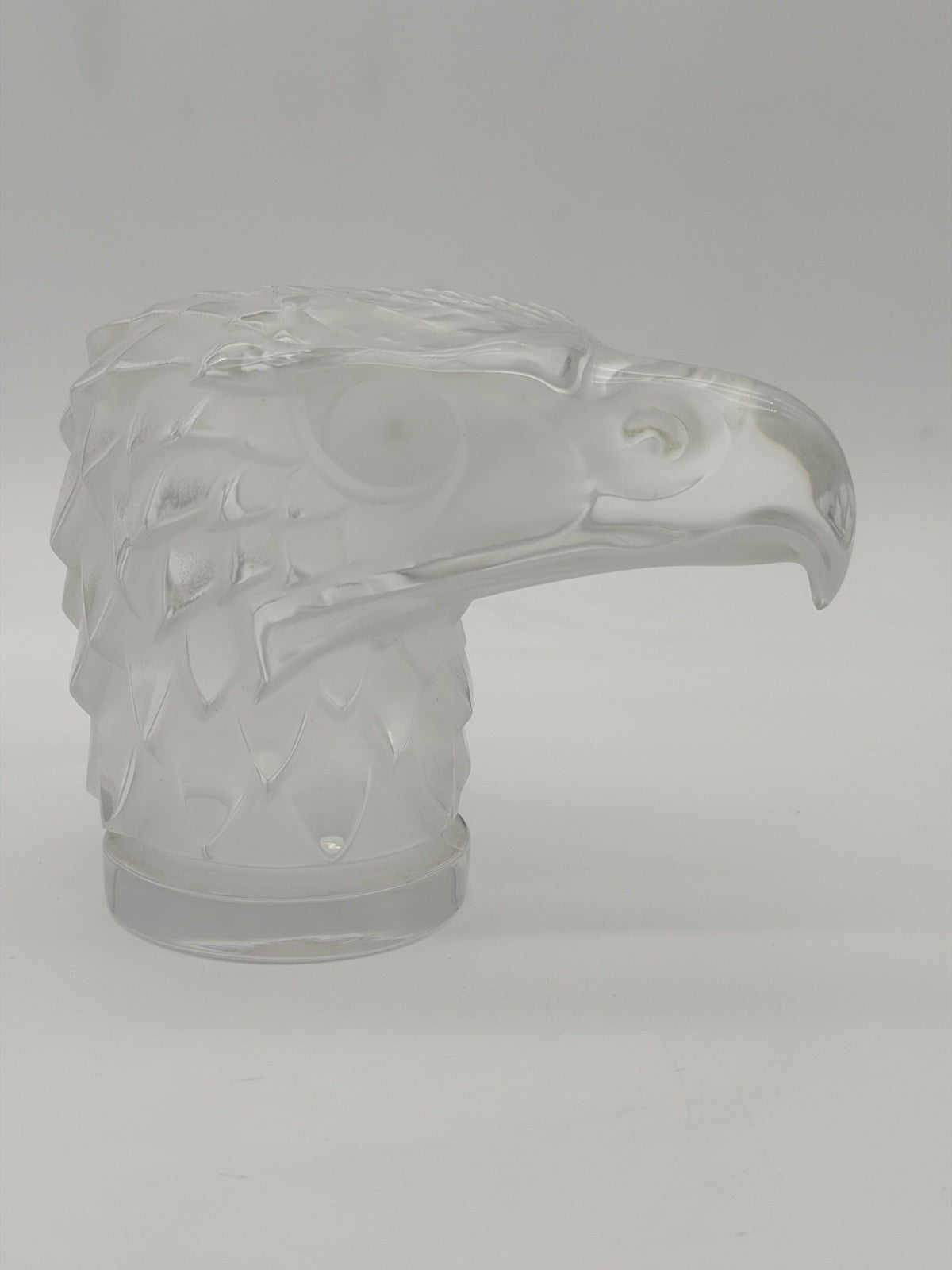 Lalique France Crystal Eagle Head Tête D’Aigle Figurine Signed Vtg Sculpture