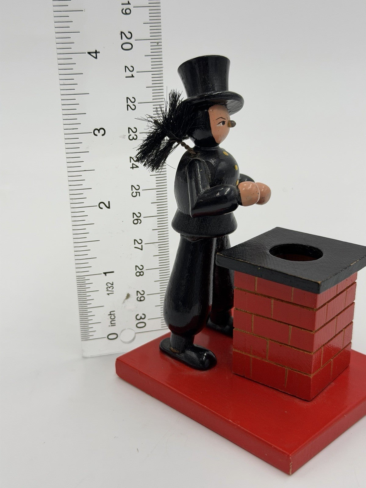 vintage Erzgebirge German wooden incense smoker chimney sweeper Folk Art 4”H