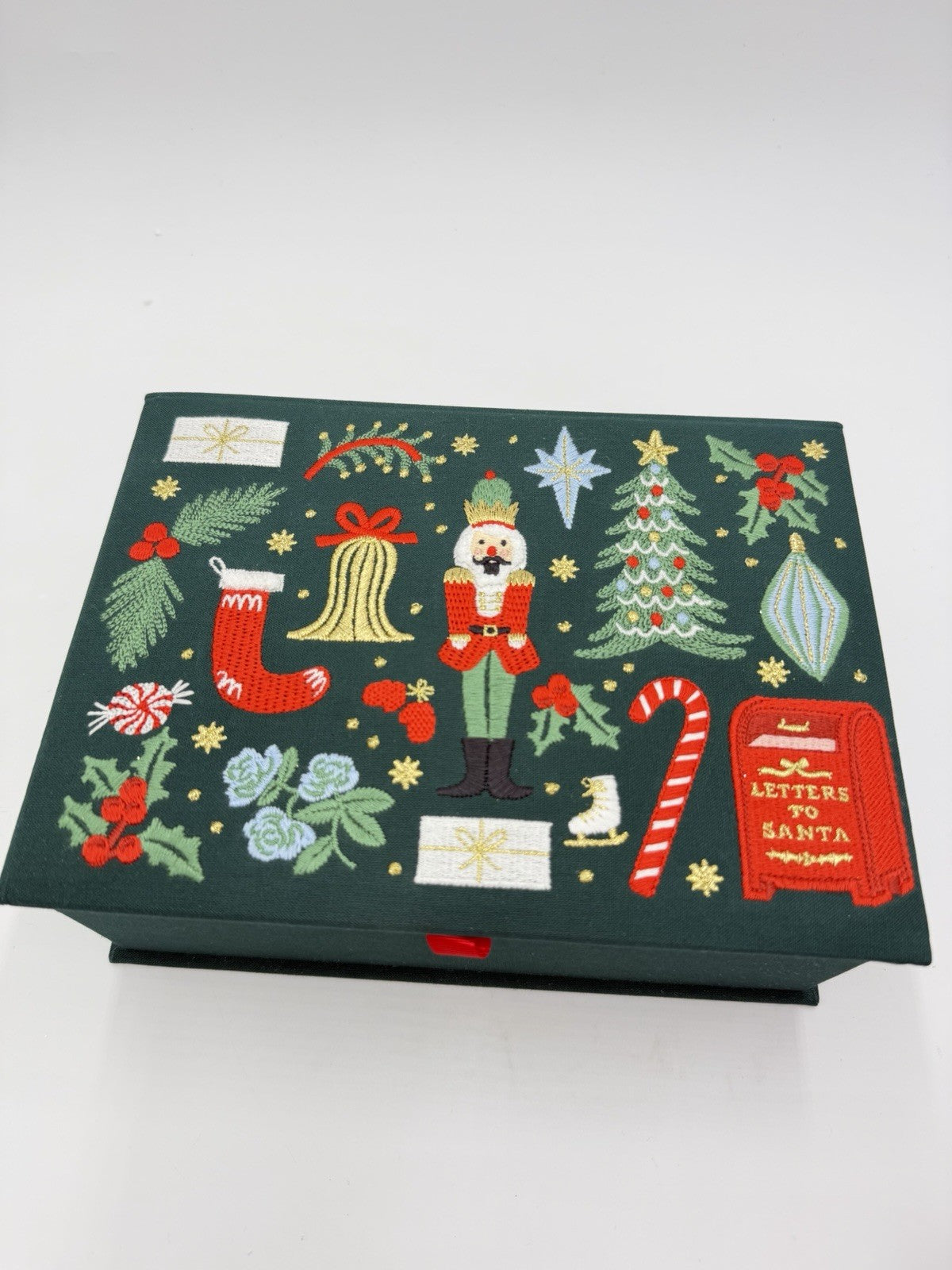 Rifle Paper Co Embroidered Christmas Letter For Santa Decorative Box 3.5”x7”x10