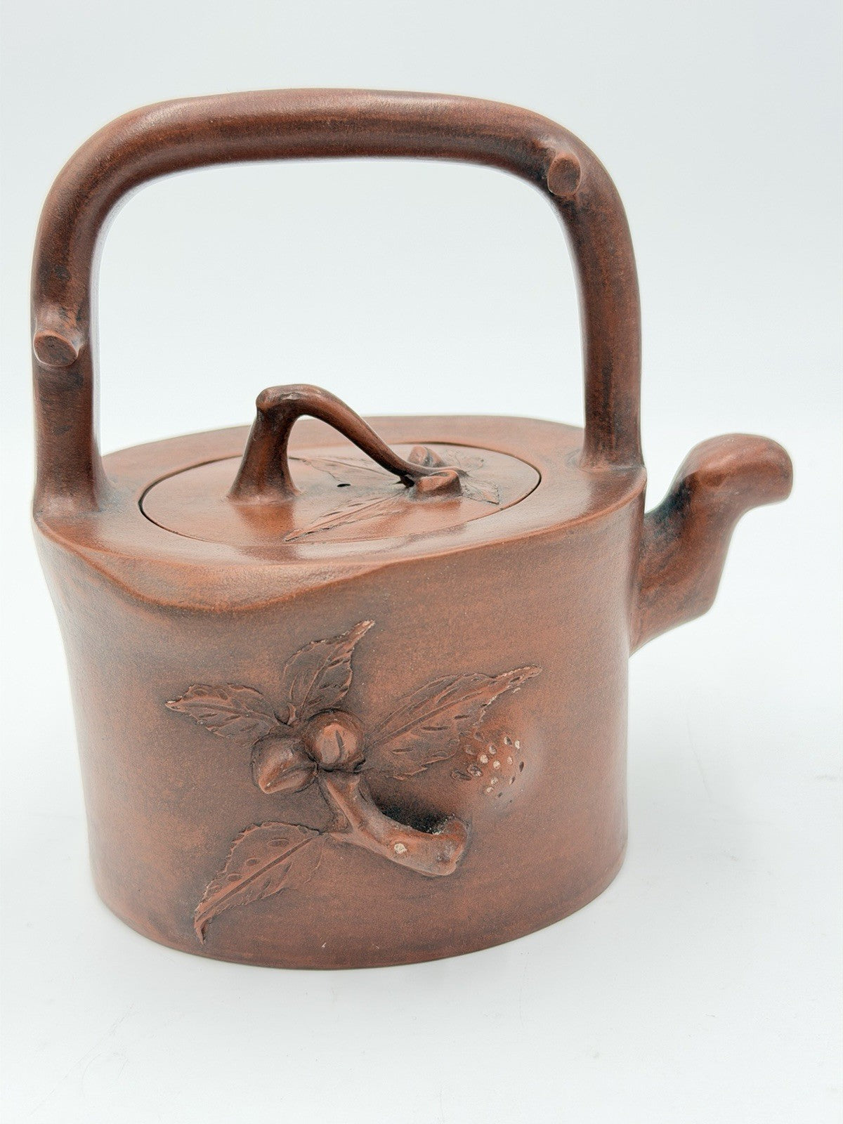 Rare Chinese Yixing Zisha Art Pottery clay teapot branch handle Vintage