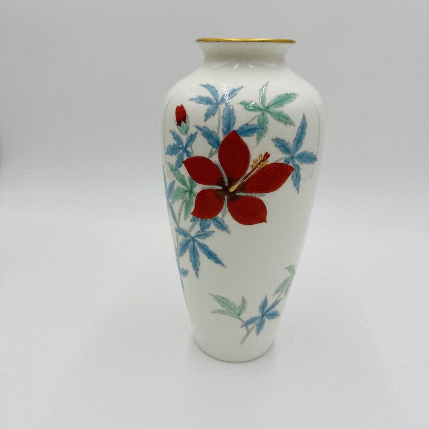 Noritake china Nippon toki kaisha vase with habiscus floral porcelain 8.5in