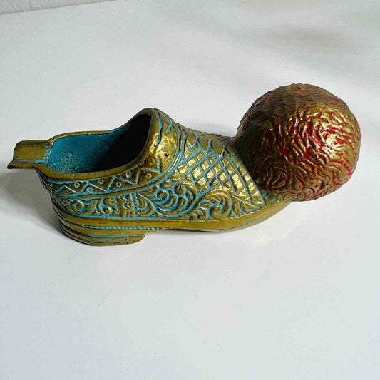 Brass Ashtray Shoe Cigarette Holder Metal Design Home Decor Vintage