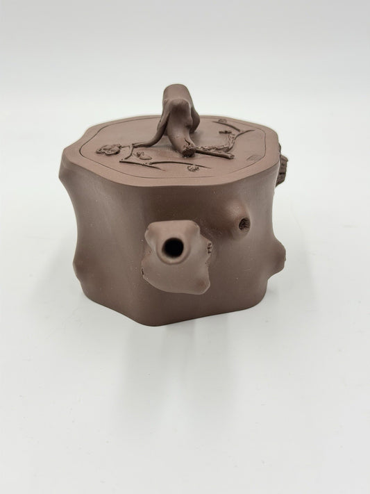 Chinese Yixing Zisha Clay Teapot Art Pottery Carved Tree Trunk Design