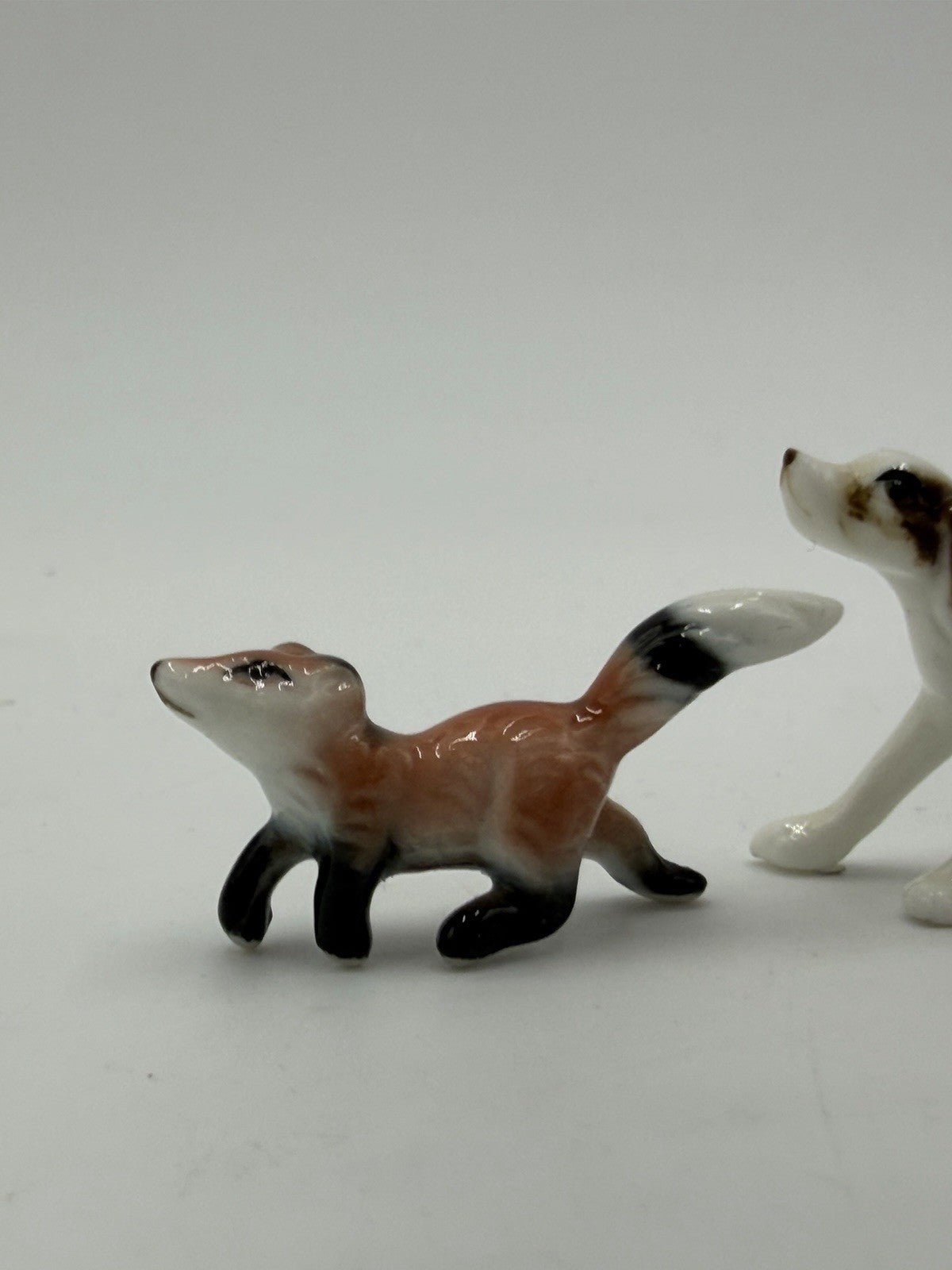 Vintage Japan Bone China Fox Hunt Painted Figurines Horse Rider & Fox Miniature