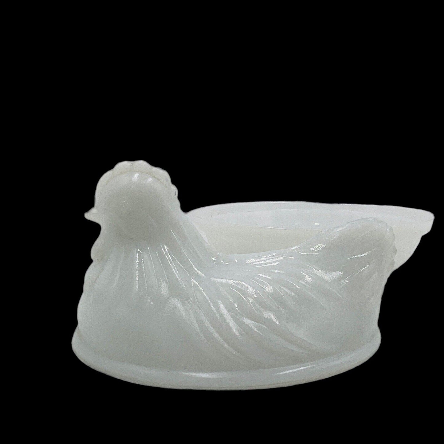 Hazel Atlas  Hen Covered White Milk Glass Nest Covered Dish Vintage Serveware