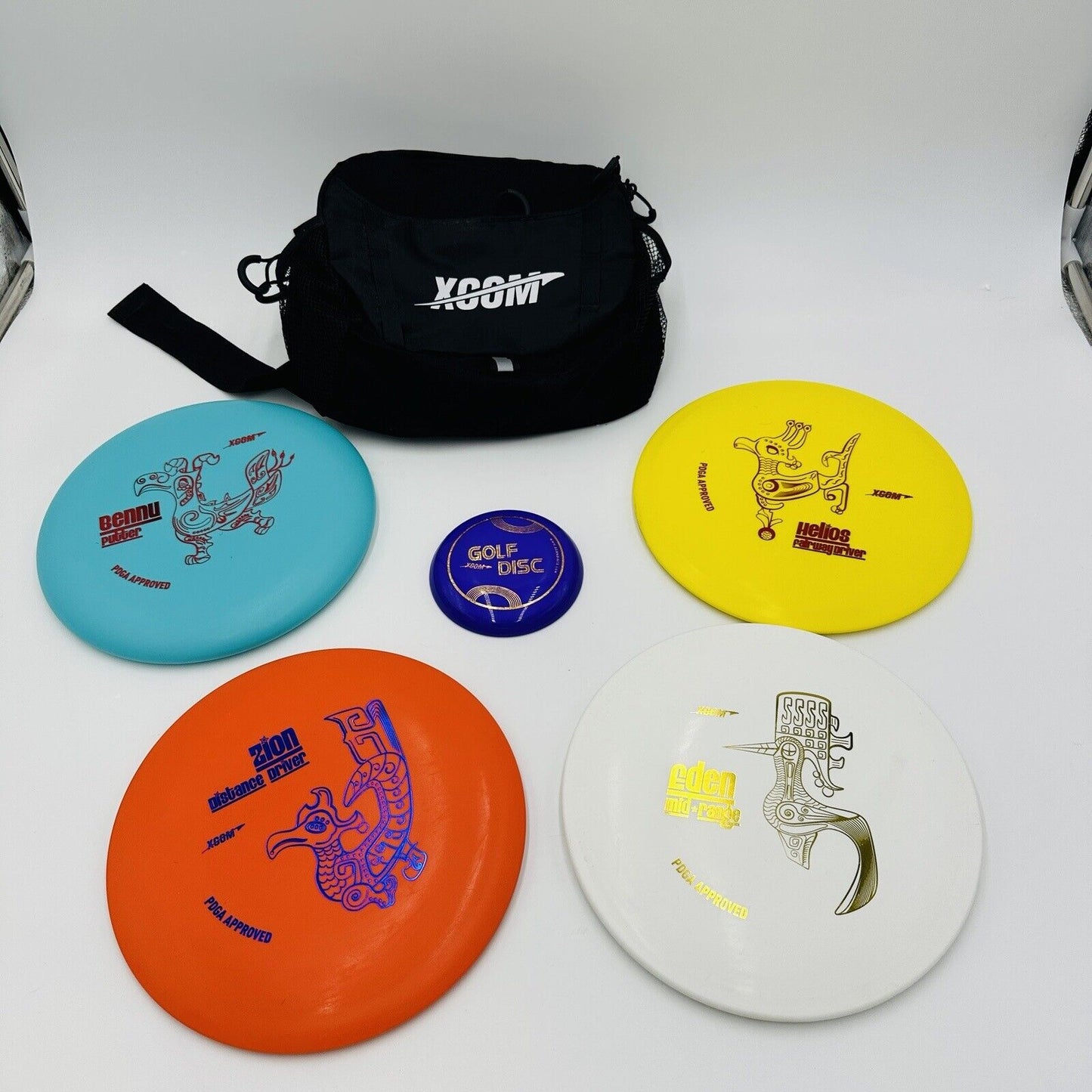 Xcom Disc Golf Beginner Starter Set with 4 Discs  Easy to Carry Bag Ultimate