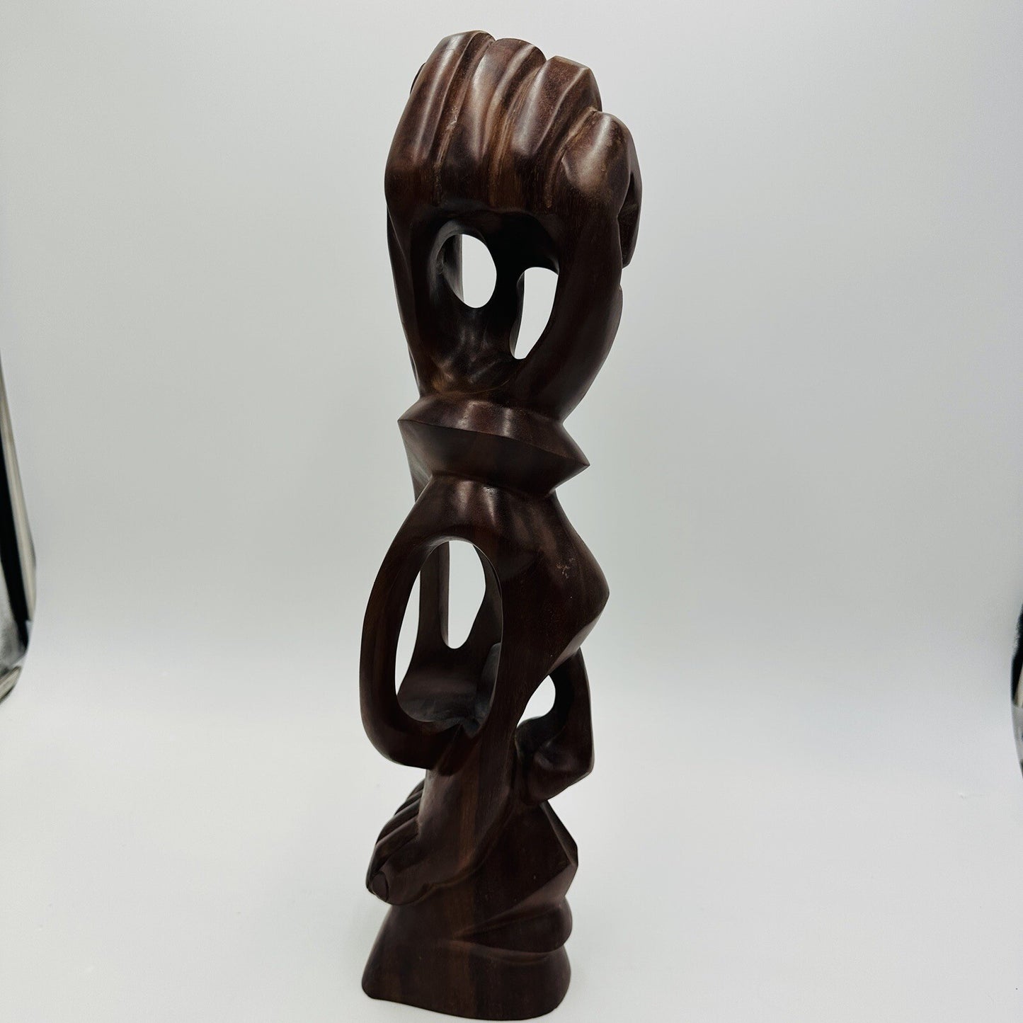 Mid Century Carved Wood Sculpture Hand Foot Face Modernism Large 19in Folk Art