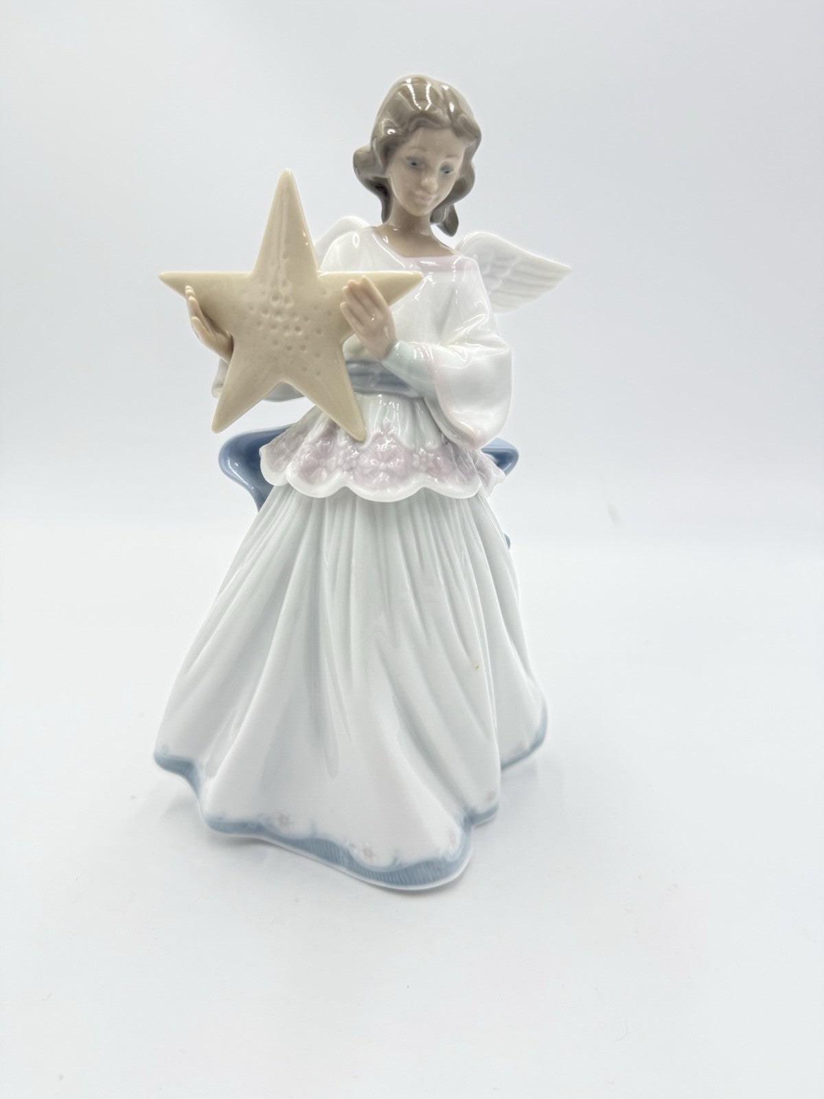 Lladro Spain Porcelain Angel Of The Stars Christmas Tree Topper 8” Angel Figurin