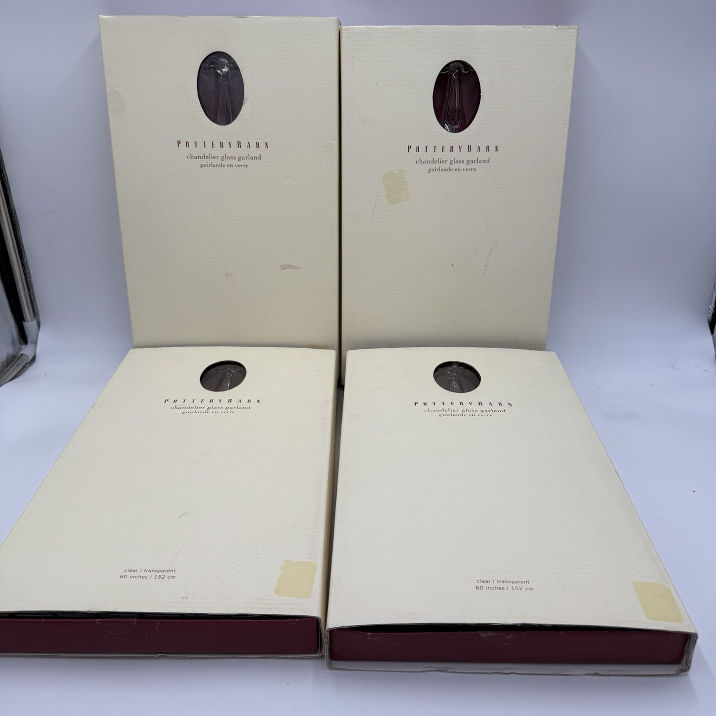 Pottery Barn Christmas Chandelier Glass Garland 60” Clear 4 Sets Boxed