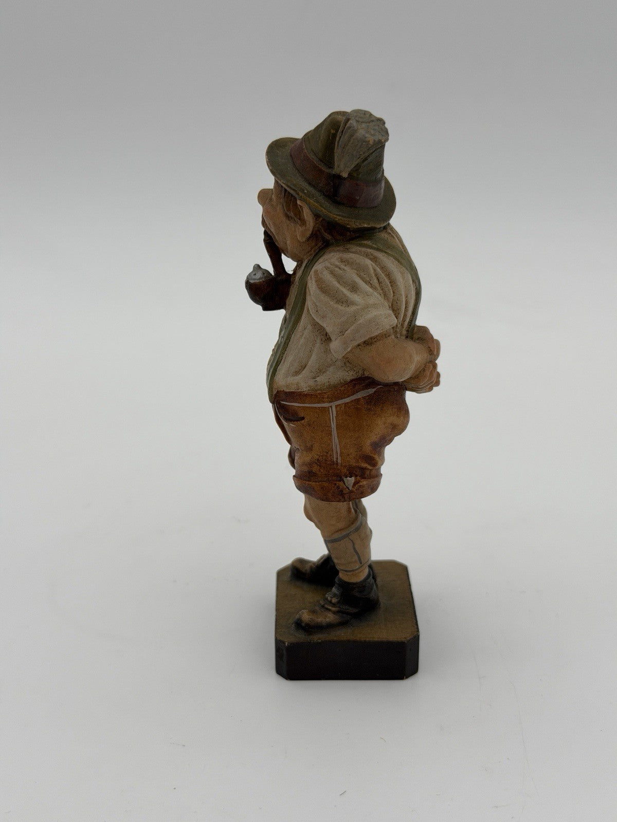Antique Folk Art Wood Carved Smoker Figurine Swiss Old Man Hand Made Vtg 4”