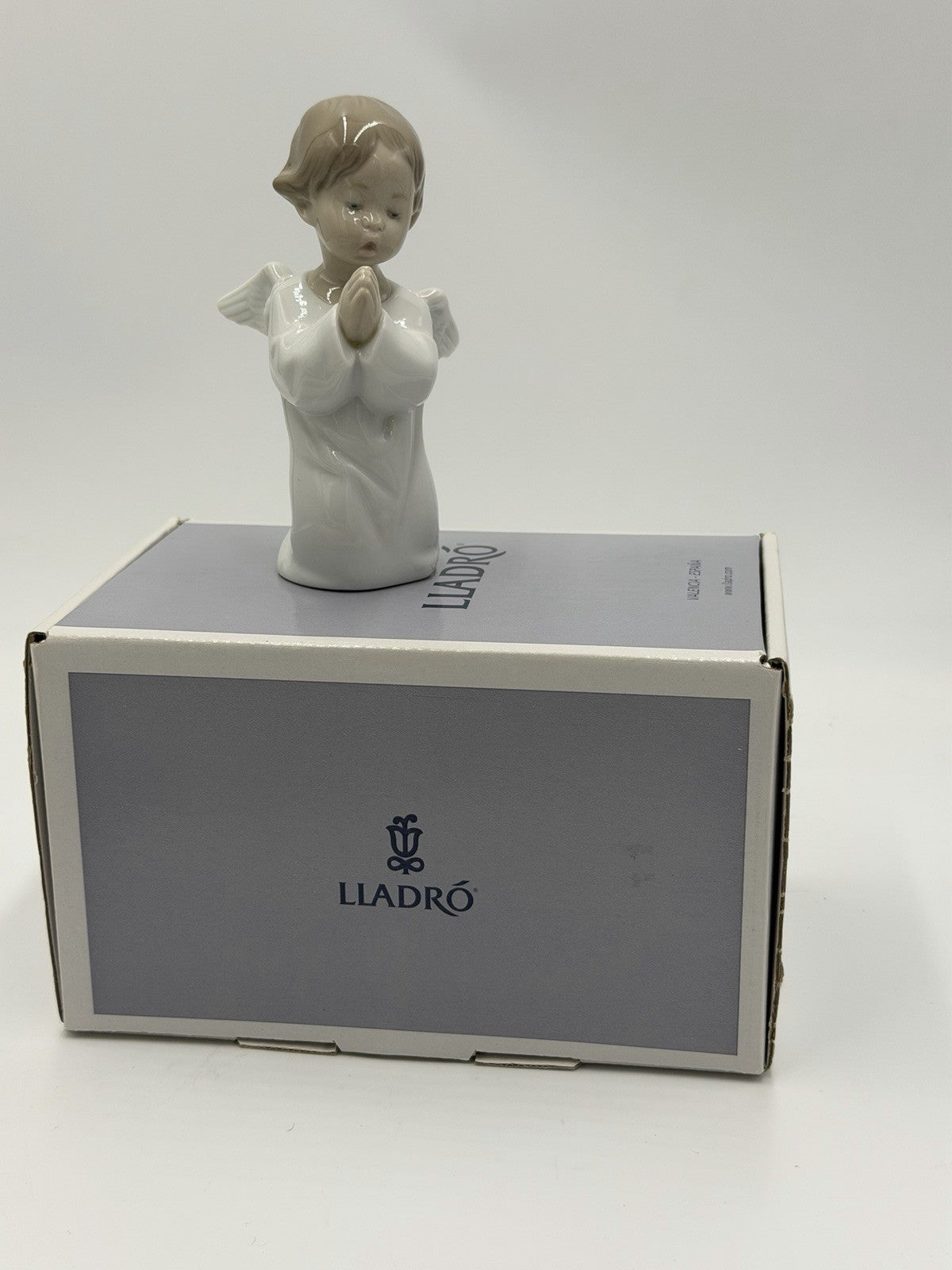 Lladro Spain Porcelain Angel W/ Flute NIB 5” Painted Vintage Figurine
