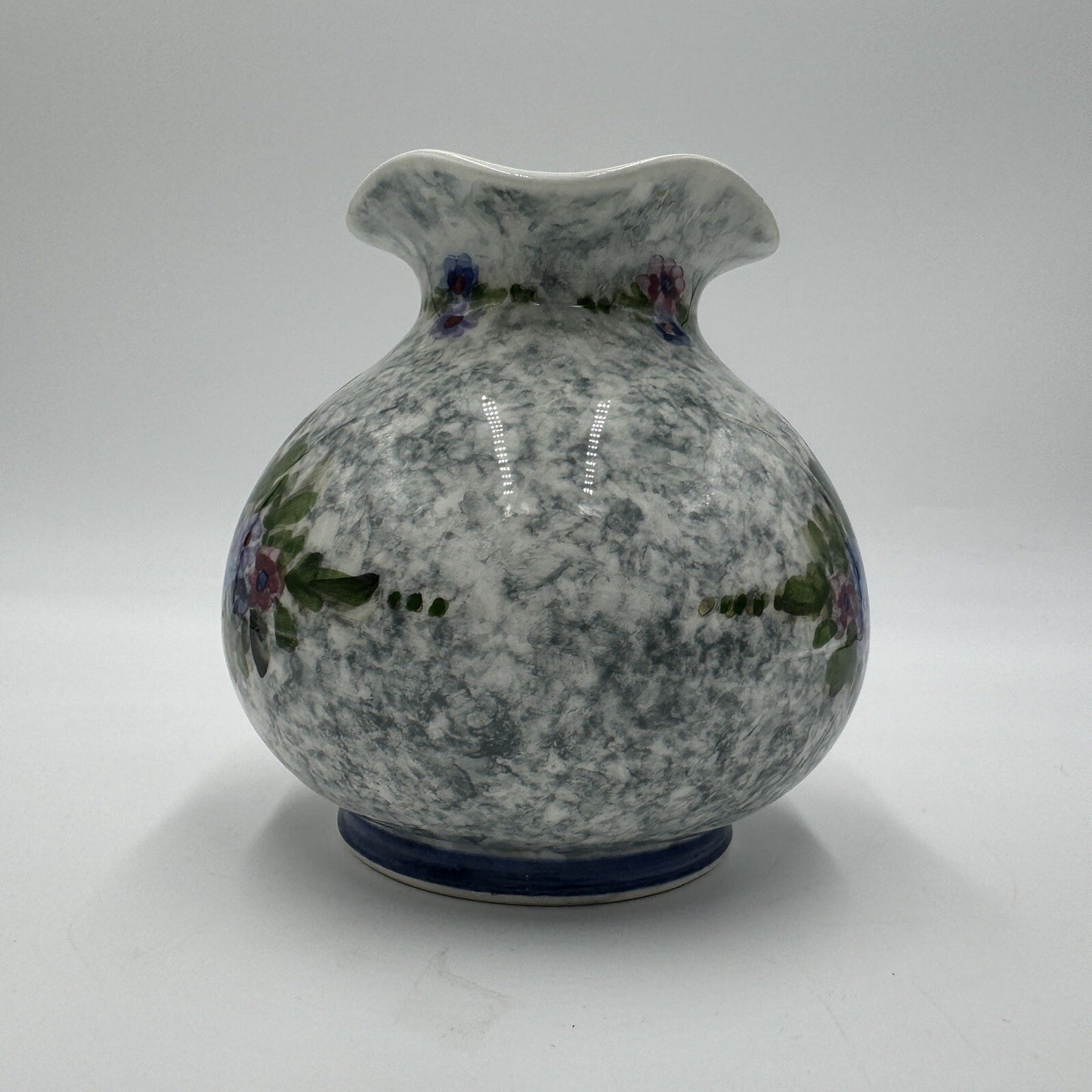 Tanagrea Studio Pottery Greece Floral Hand Painted Vase #379 5.5in H Vintage