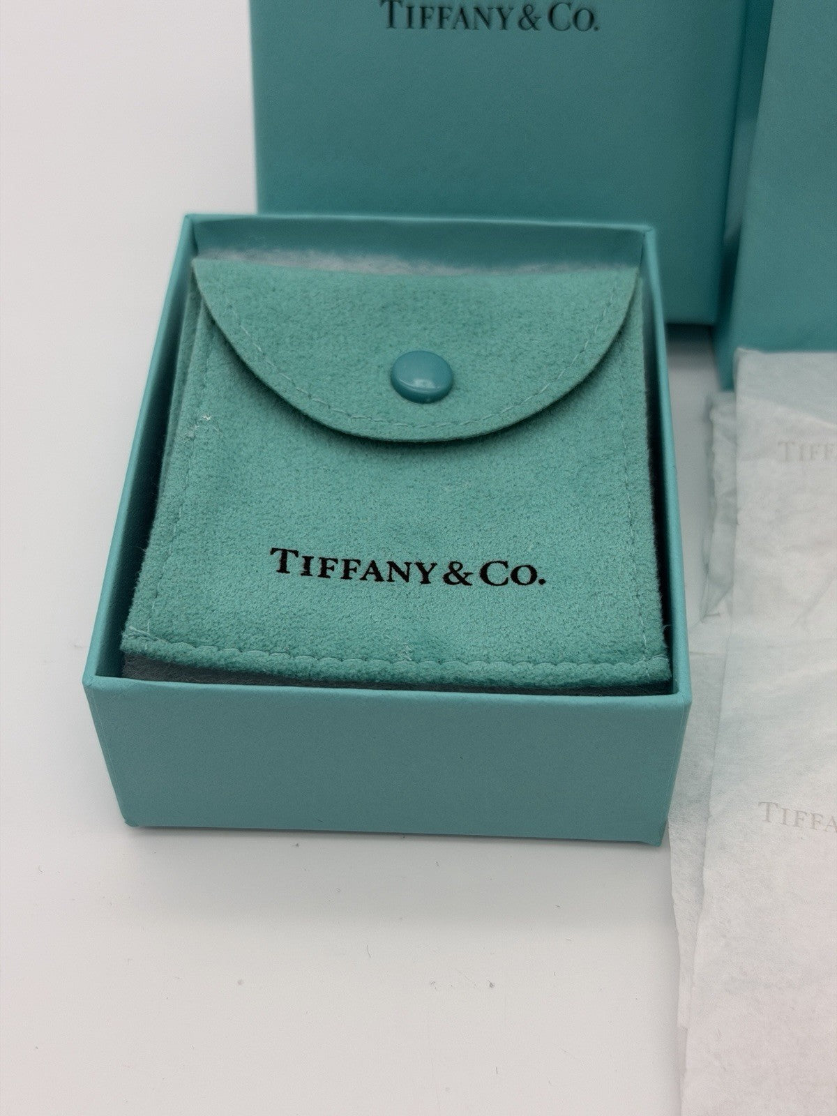 Tiffany &Co Sterling Silver I Love You Notes Narrow Band Ring Box/pouch Size 9