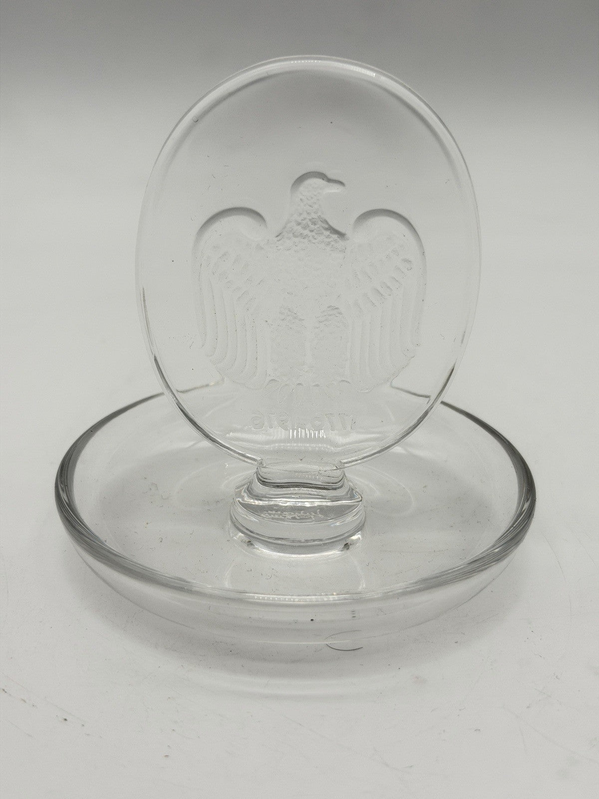 Lalique Crystal France 1976 Eagle Ring Holder Etched Vintage Jewelry Display