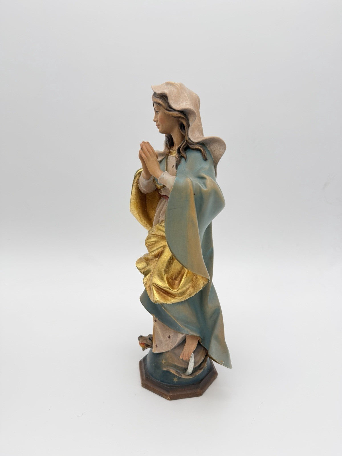 Josef Albl Folk Art Blessed Virgin Mary hand-carved wooden sculpture Germany 12”
