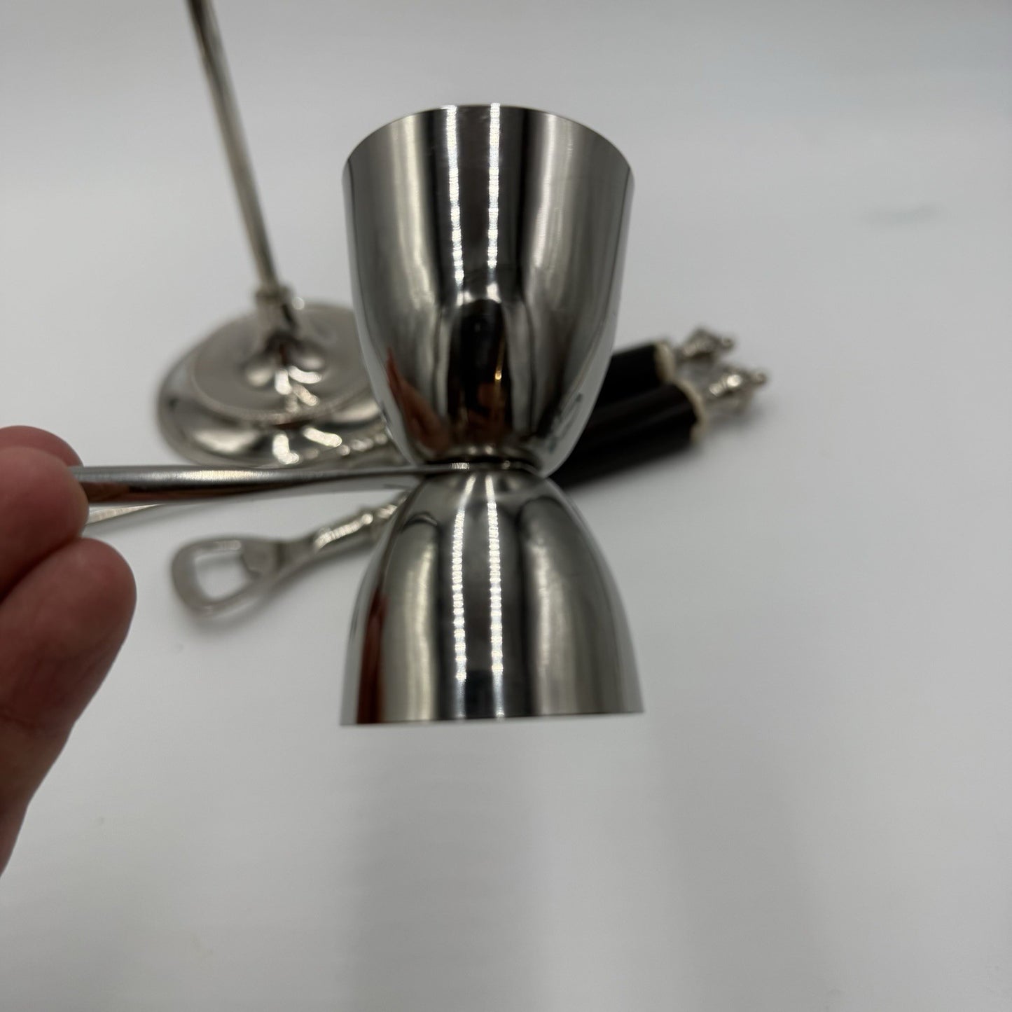 POTTERY BARN  FRENCH Country Chic Faux Bone Handle Bar Tool Set 4 PCs Stainless