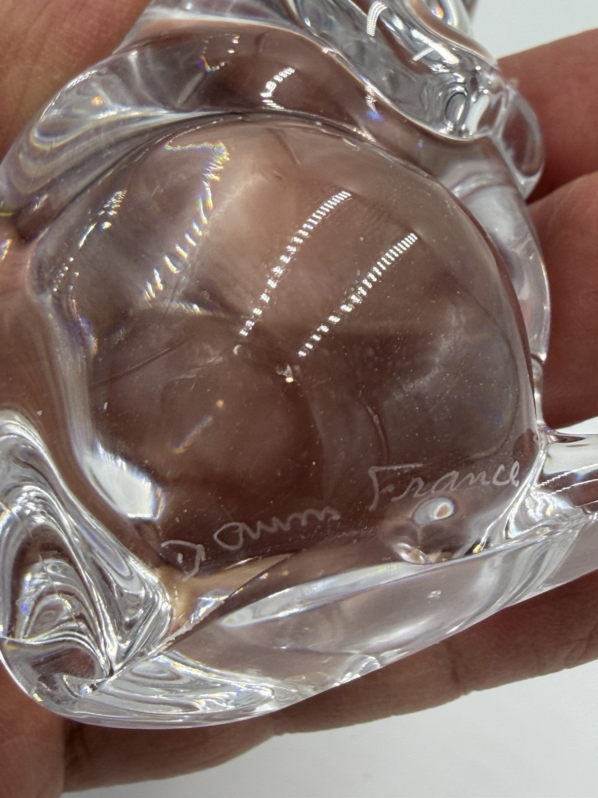 Vintage Daum France Clear Crystal Mouse Figurine 3 1/8" Tall Signed Collection
