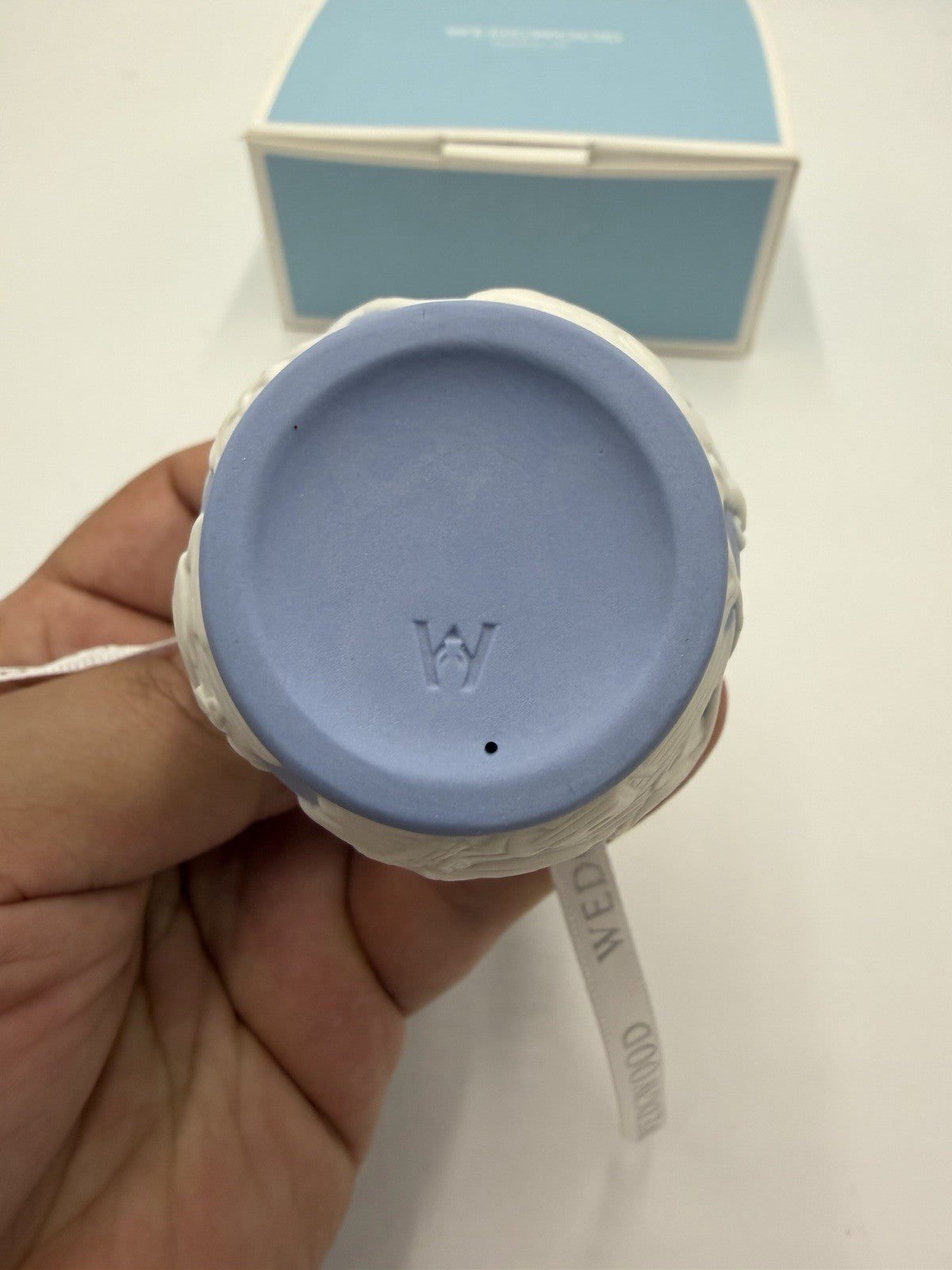 Wedgwood Jasperware Blue Miniature Vase Christmas Ornament Boxed