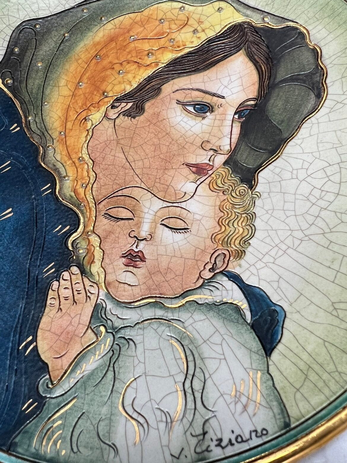 Fontana Plate Mother's Day 1973 8.5" Mother and Child Collector Plate Italy