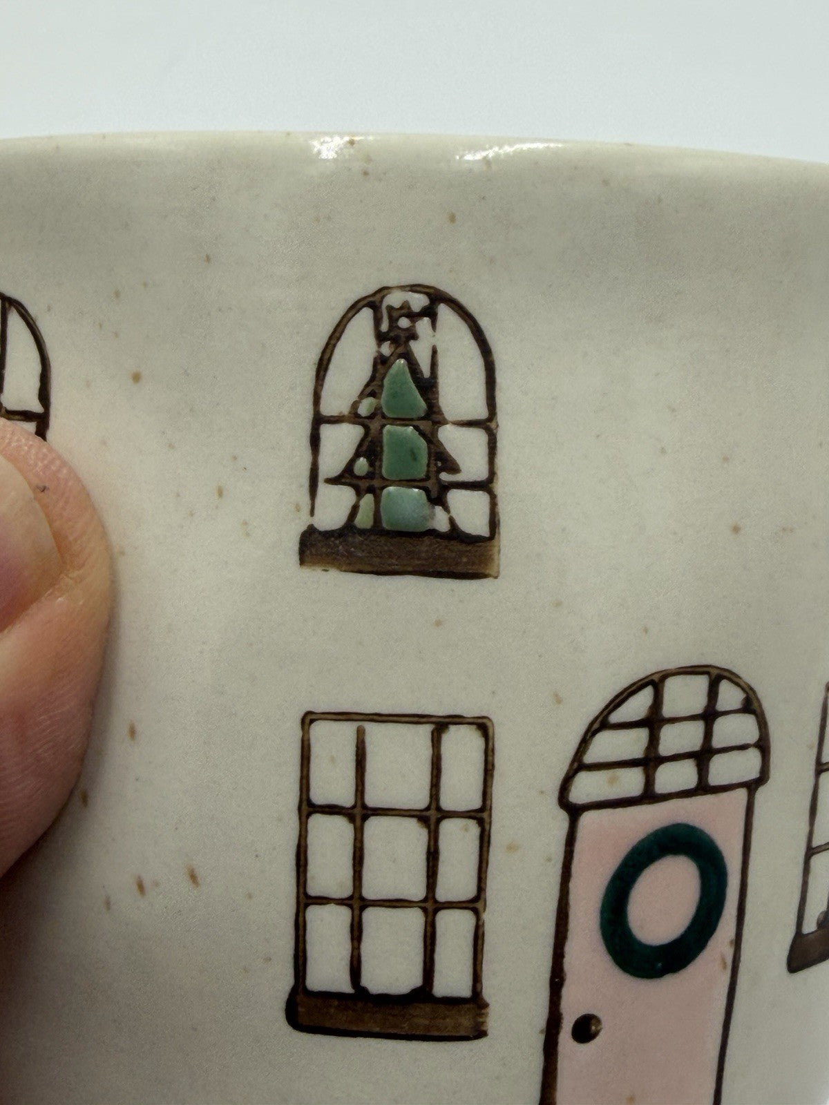 Anthropologie Cozy Home Red Village Rooftop Lid Christmas Coffee Tea Mug Rare