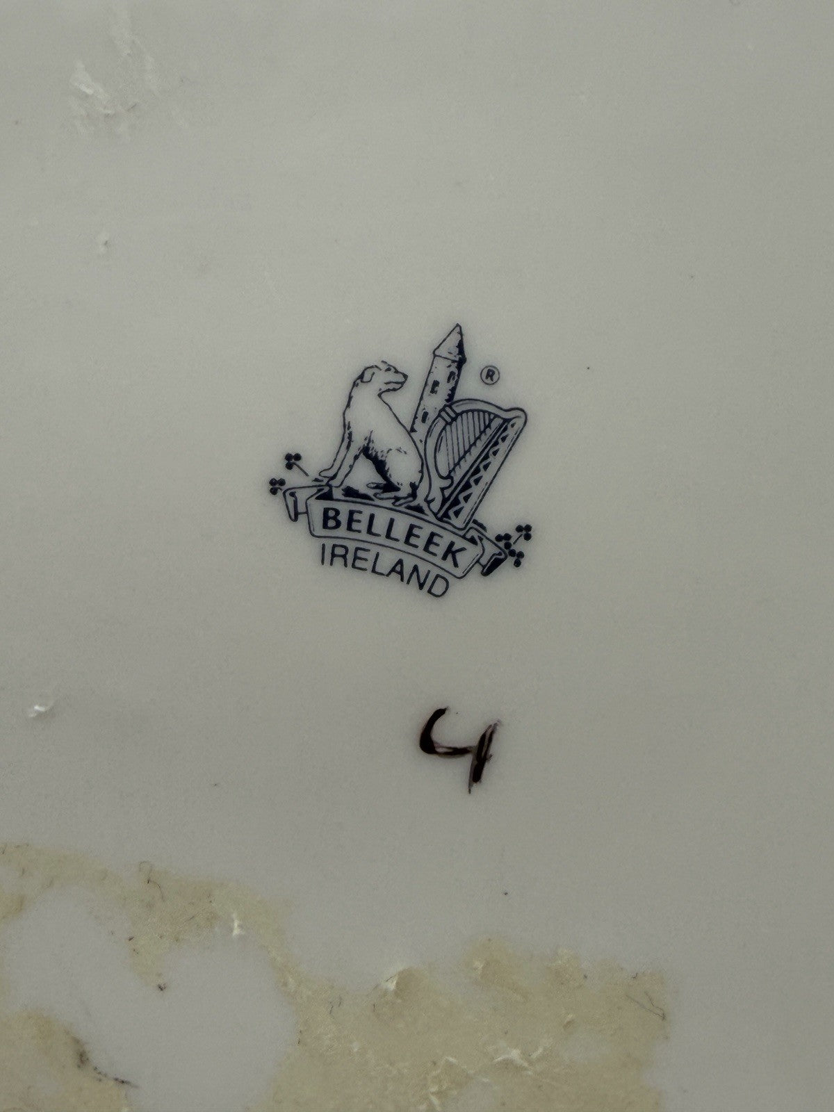 Belleek Ireland Porcelain Rosemore Pink Shell Gold Trim 6" Planter/Bowl Large