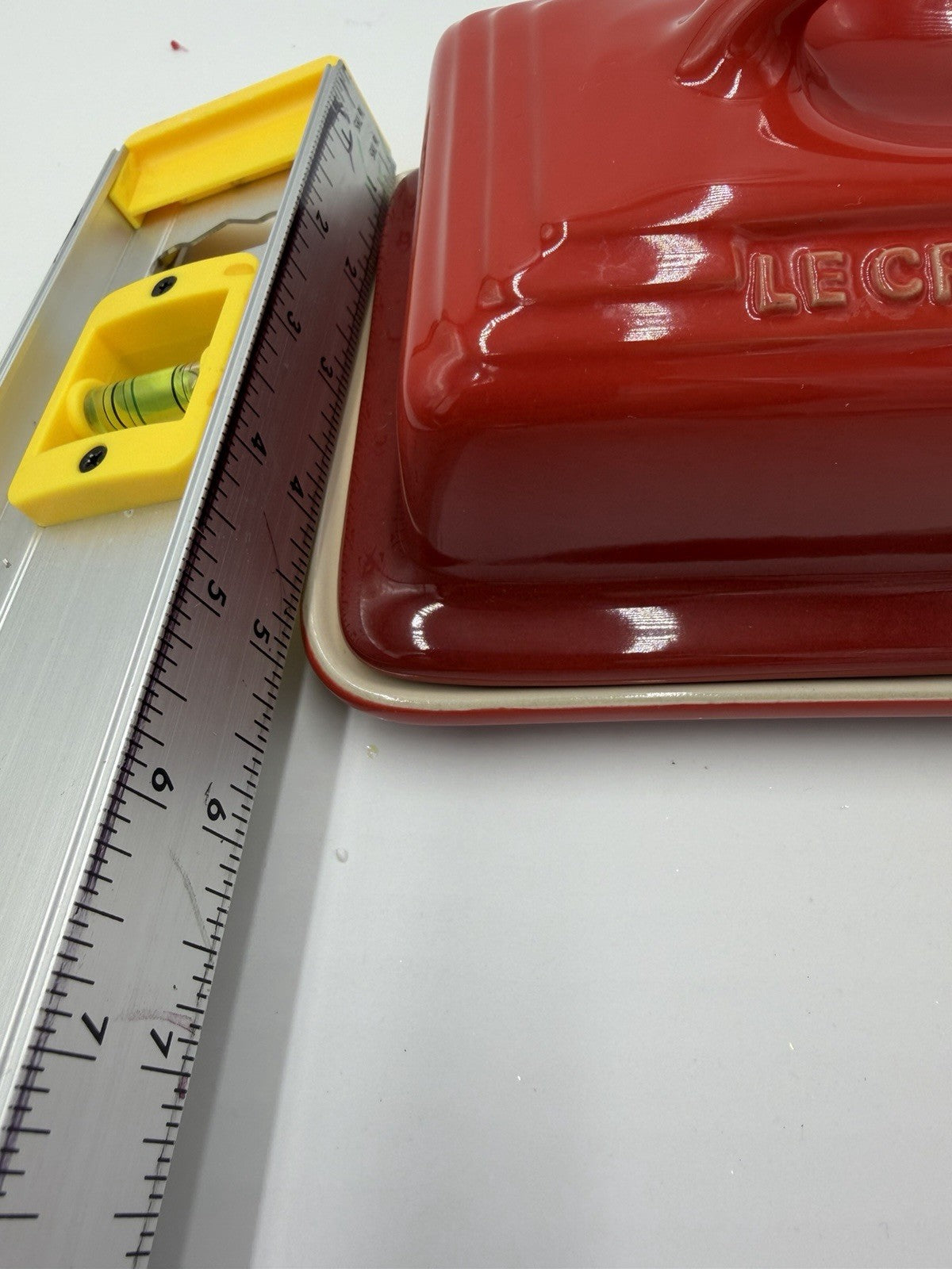 Le Creuset Stoneware Red Butter Dish & Butter Bell Crock Red Set 2 PCs