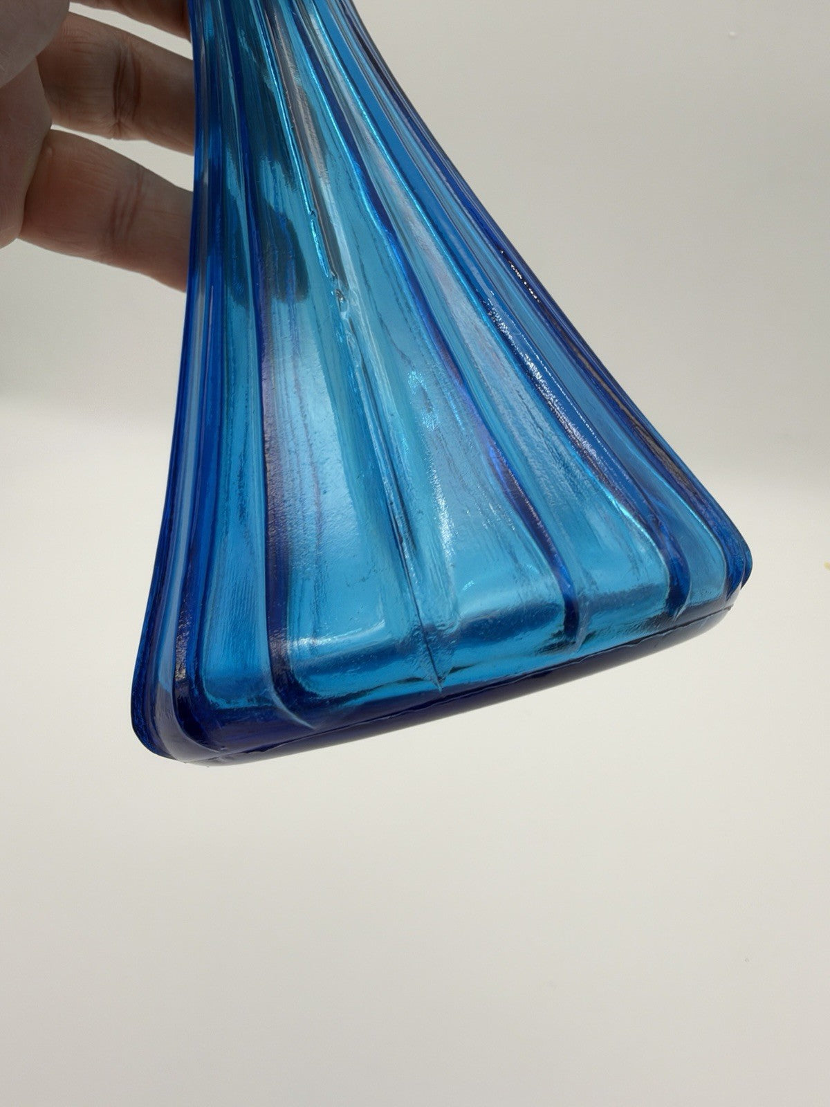 MCM Empoli Art Glass Genie Bottle Decanter Kingfisher Blue C1960s Italy 10.5”