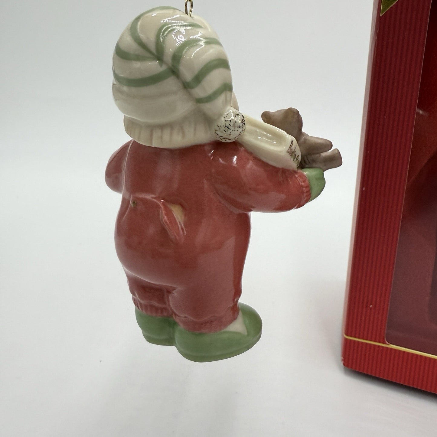 LENOX Annual Christmas Ornament Santa's Slumber Teddy Bear Bedtime Porcelain