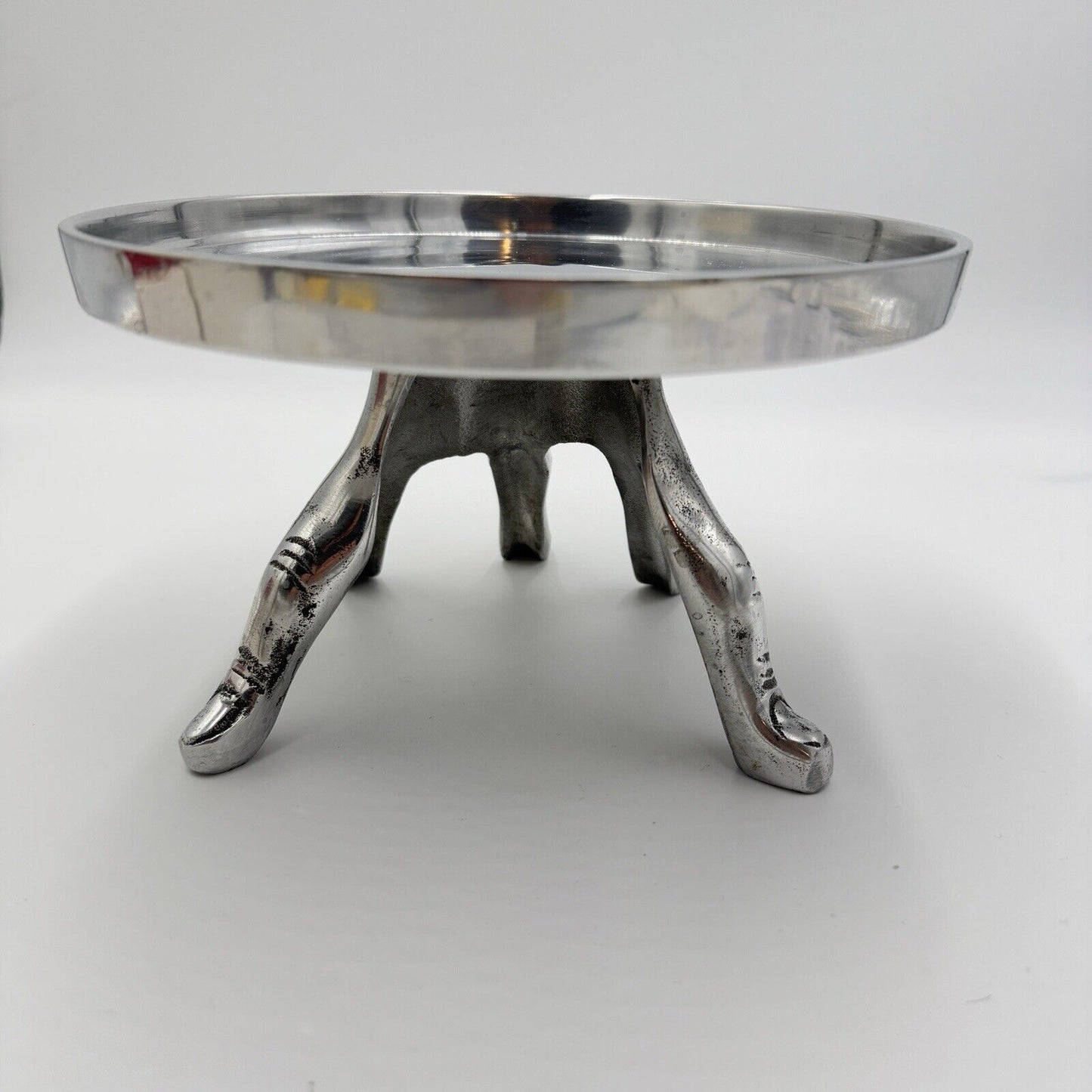 Aluminum tier tray stand hand shaped hurricane candle holder Home Decor