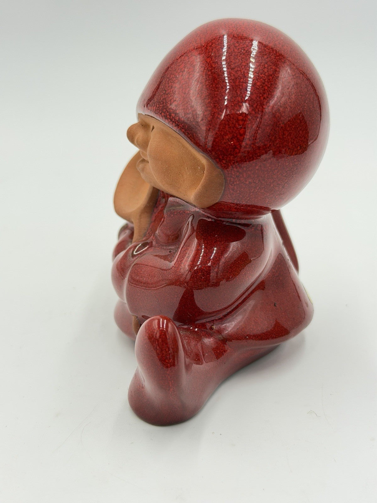 Swedish Pottery Nittsjo Red Tomte Gnome With Spoon 13148