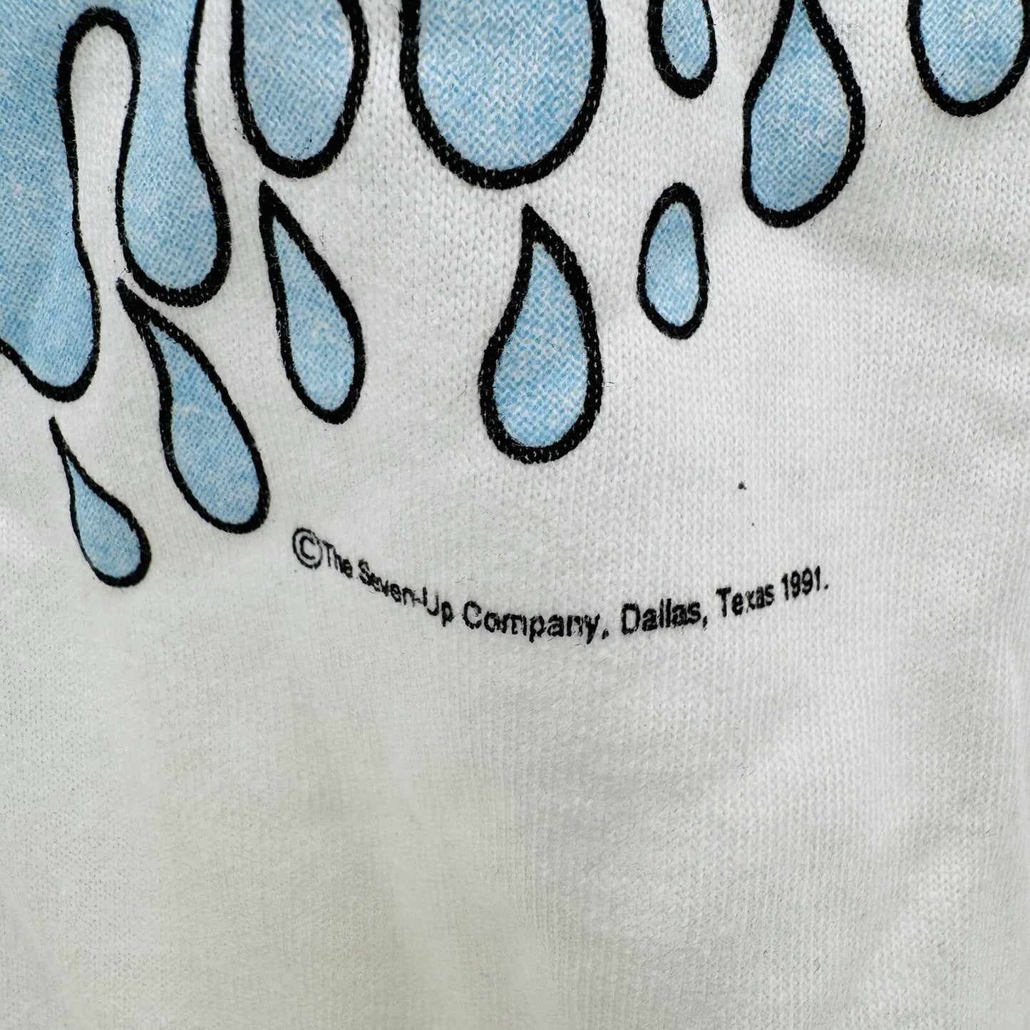 7 UP Single Stitch Surfing Soda T Shirt Size L COOL SPOT White USA Made Vintage