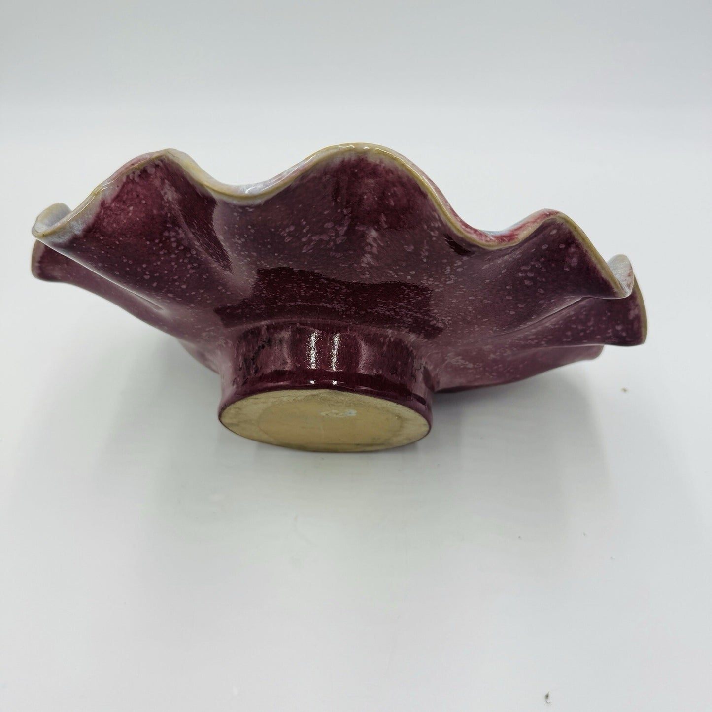 Studio Art Pottery Shell Large Candle Holder MCM Vintage Pink Purple Signed Rare
