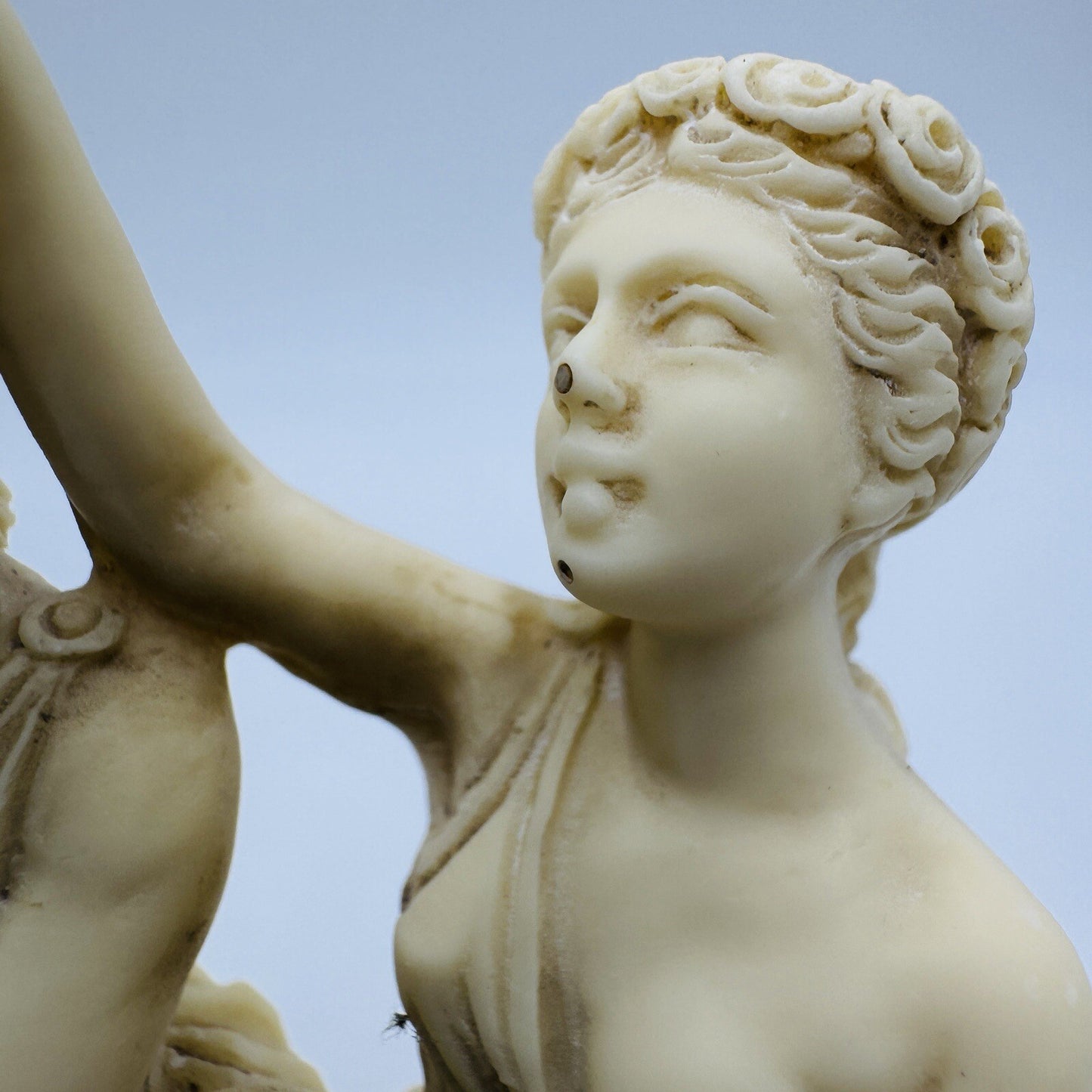 Signed P.A.T Italy Alabaster Three Graces Figurine  Marble Black Base Sculpture