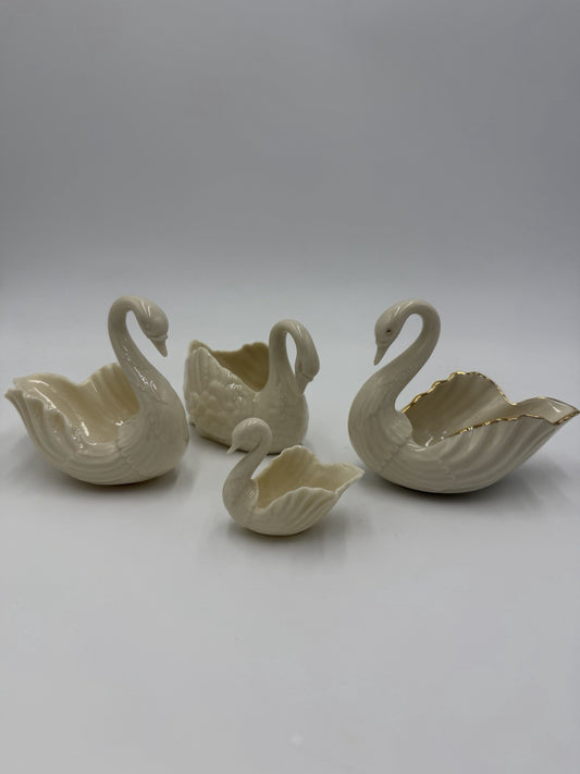 Lenox USA Vintage Centennial Edition Swan Figurines Trays 4 PCs Porcelain
