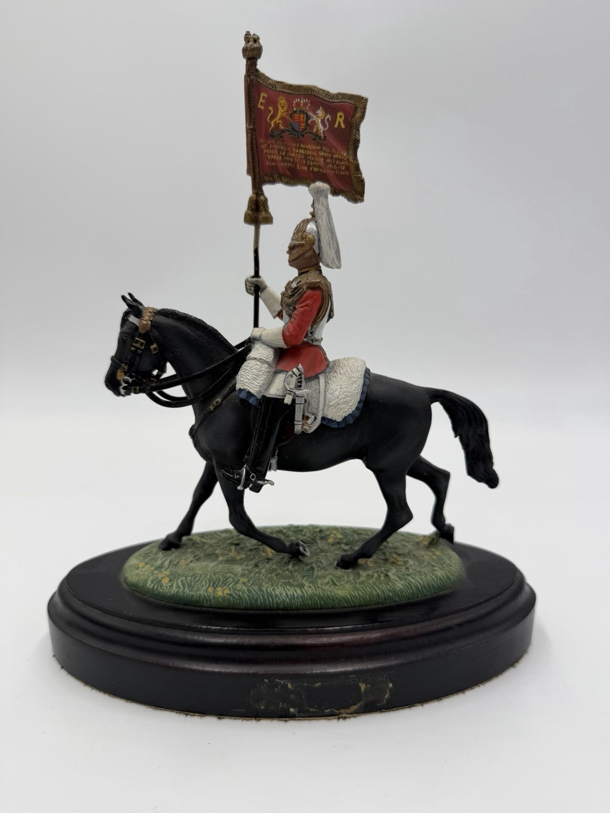 Chas C Stadden painted pewter Mounted Royal Guard British Buckingham 8” Figurine