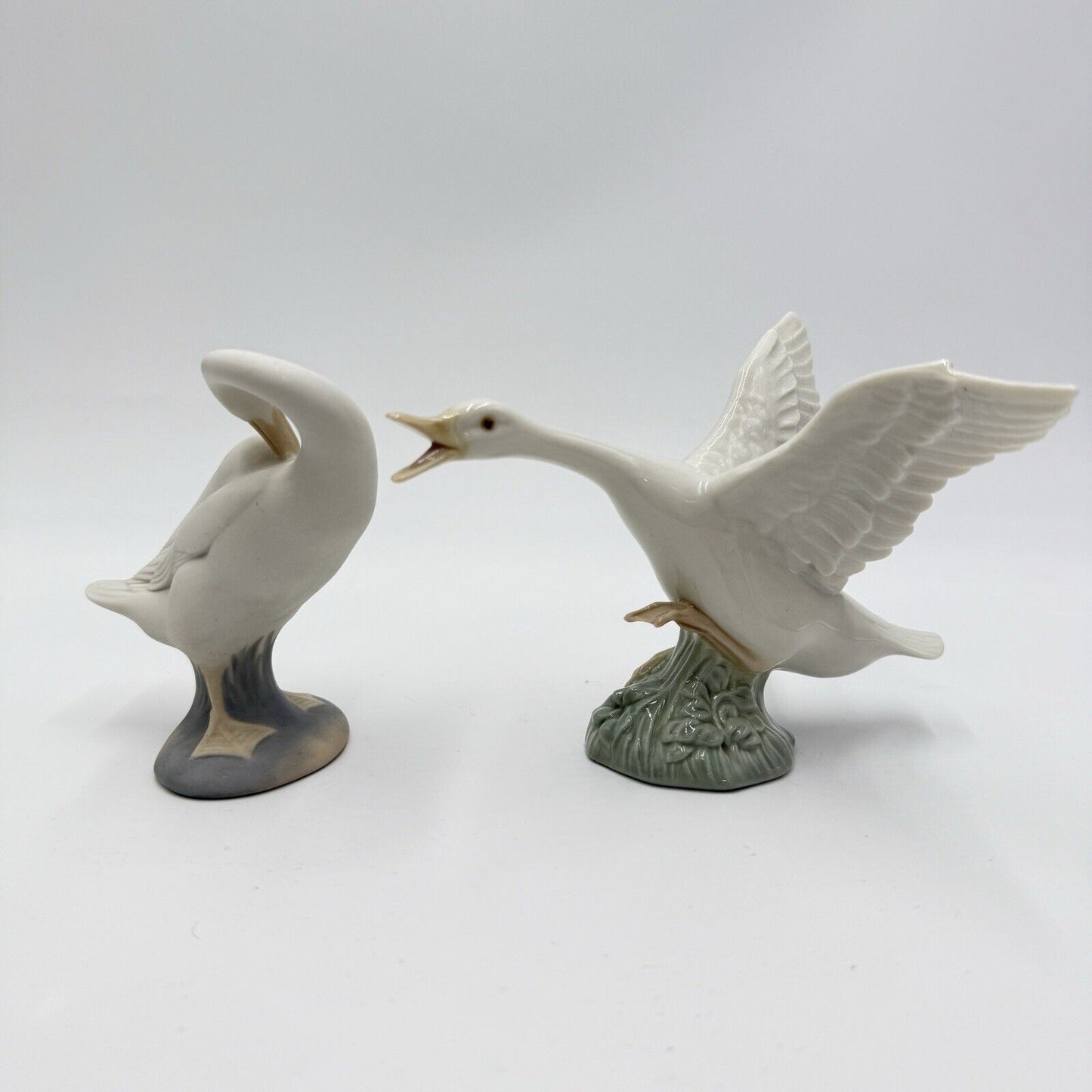 Vintage Lladro Spain Porcelain Ducks Figurines Glossy /matte White Rare 4” Set