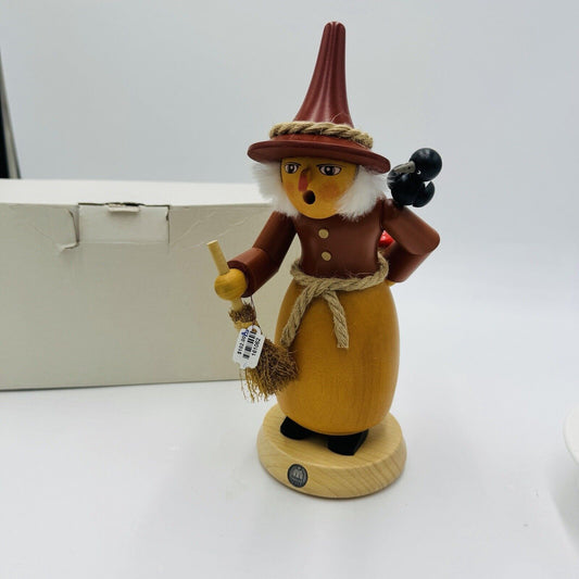 Muller Wooden Halloween Witch Smoker Incense Burner Germany 9in Figurine