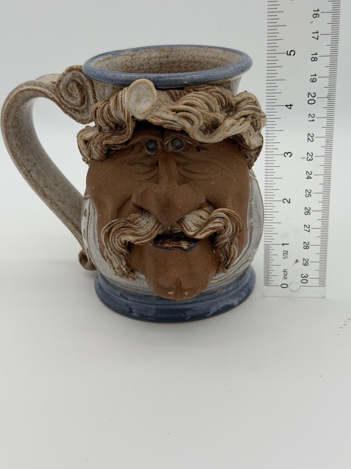John Coiner Art Pottery Ugly Face/old Man Coffee Mug Folk Art Signed 1993 Large