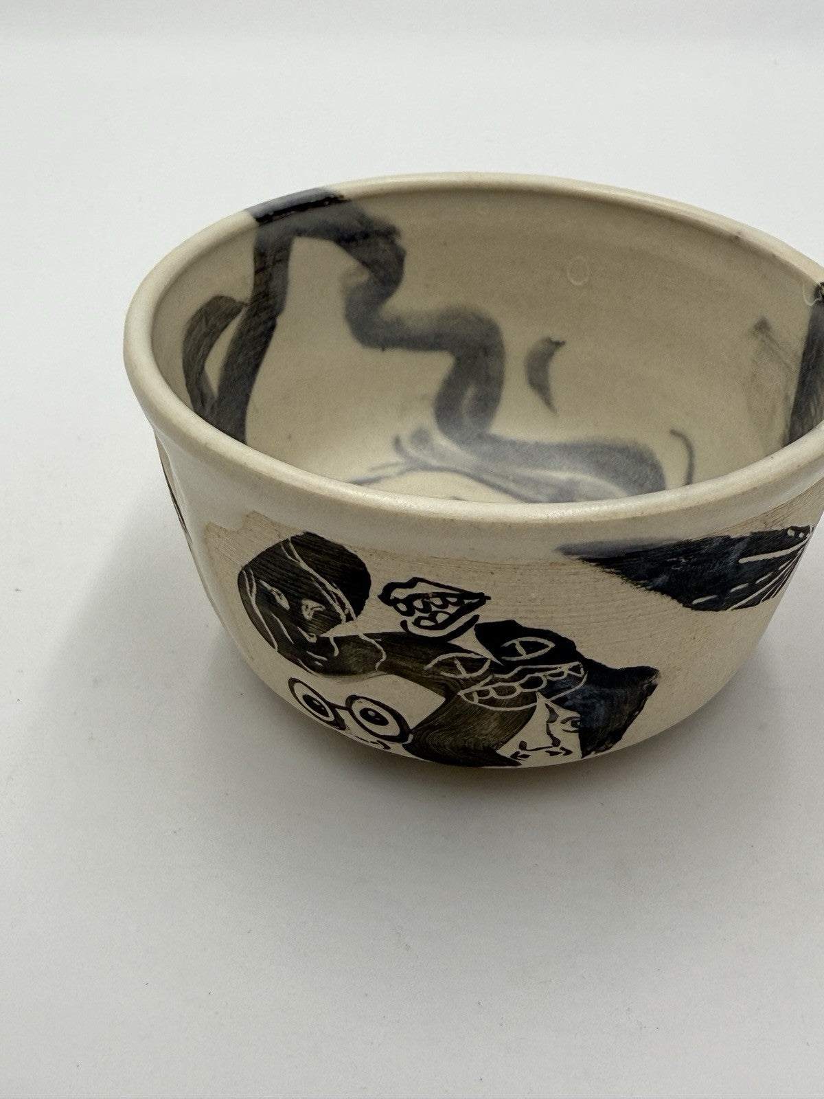 Rare Signed Studio Art Pottery Wretched Stench By B Clower Bowl Expressionist
