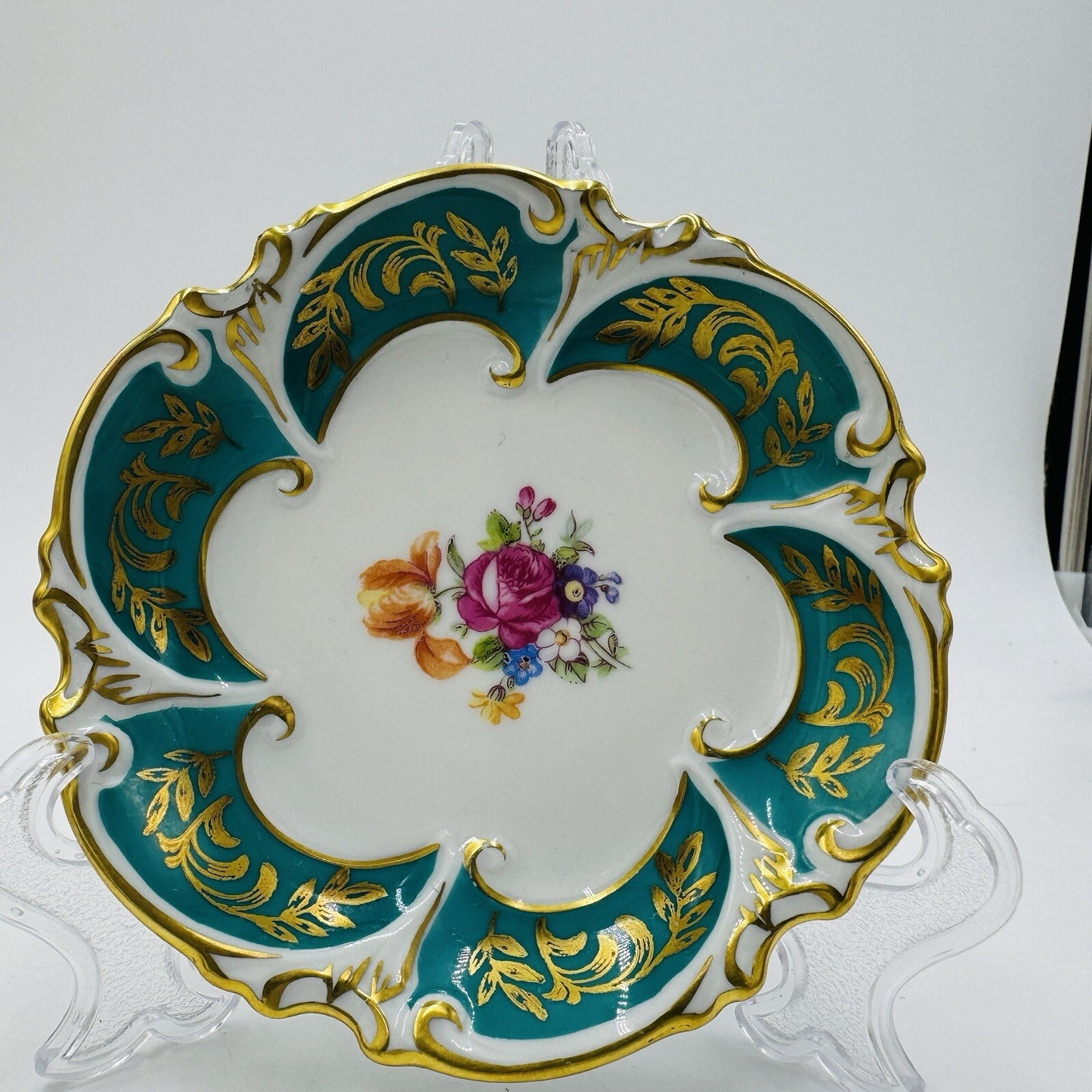 JLmenau Germany Graf Von Henneberg Green 5in Trinket Dish Set Antique