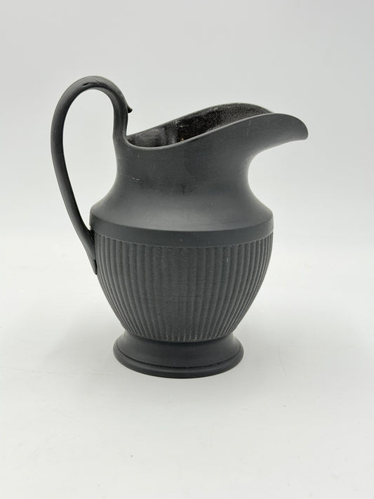 Wedgwood Black Basalt Antique Shape Fluted Creamer Pitcher 5.5”HAntique 19th C