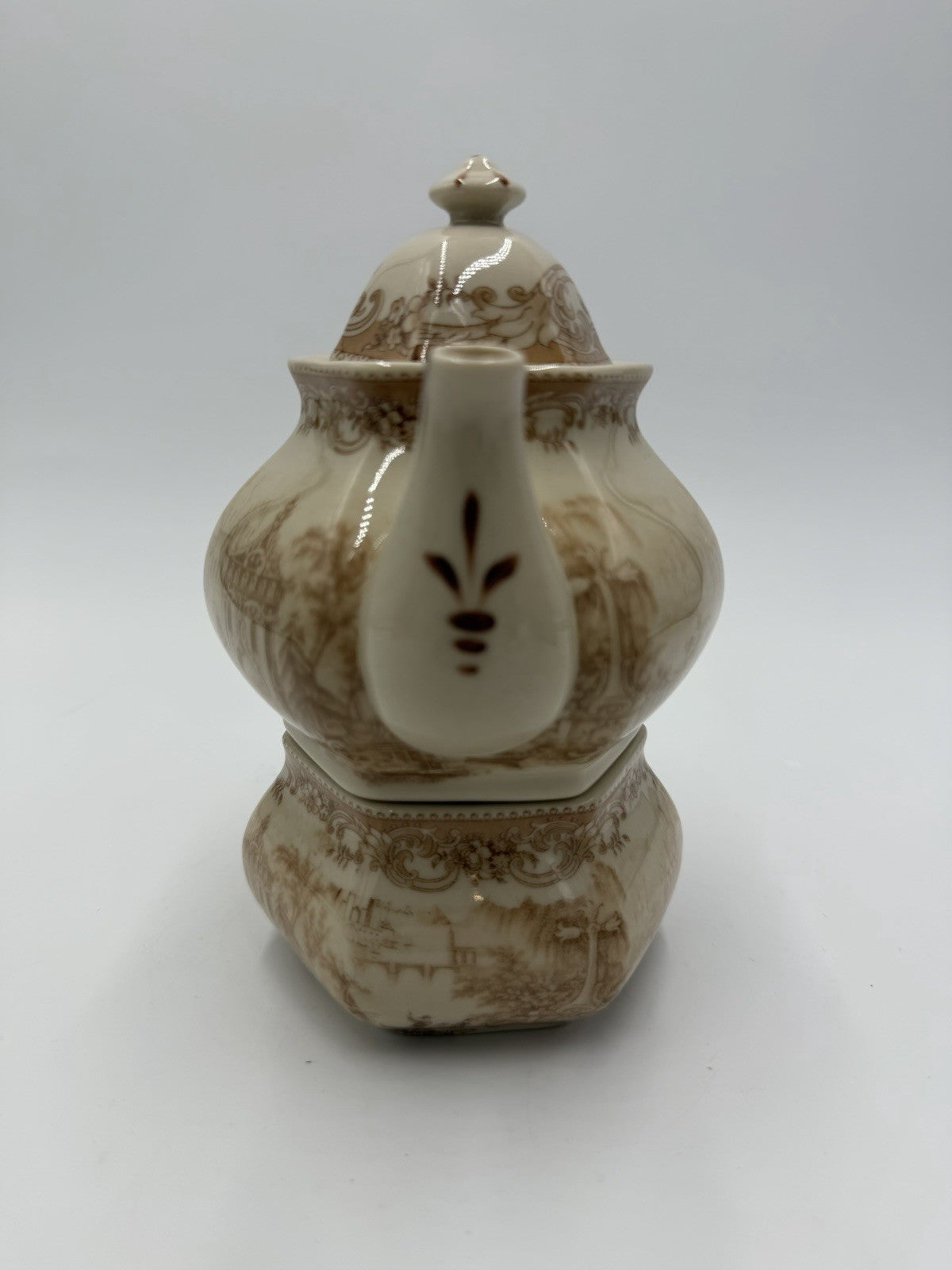 Staffordshire Queen's Fine Earthenware Stackable Porcelain Teapot 7”H Vintage