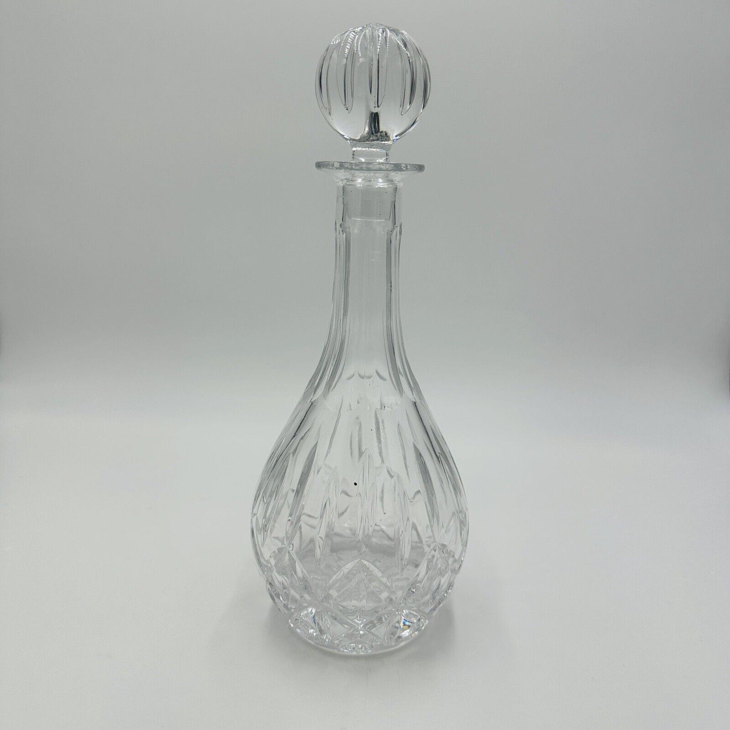 Block Decanter Crystal Hand Blown Cut Wine Olympic Stopper Poland 12in