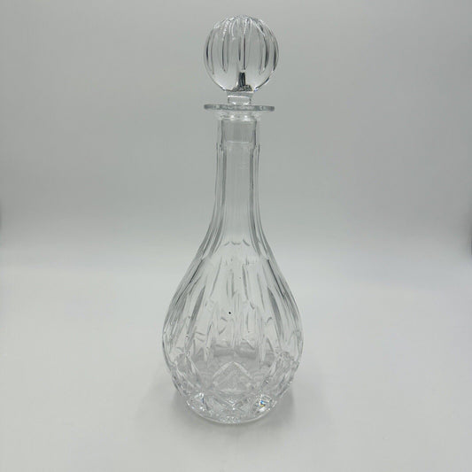 Block Decanter Crystal Hand Blown Cut Wine Olympic Stopper Poland 12in