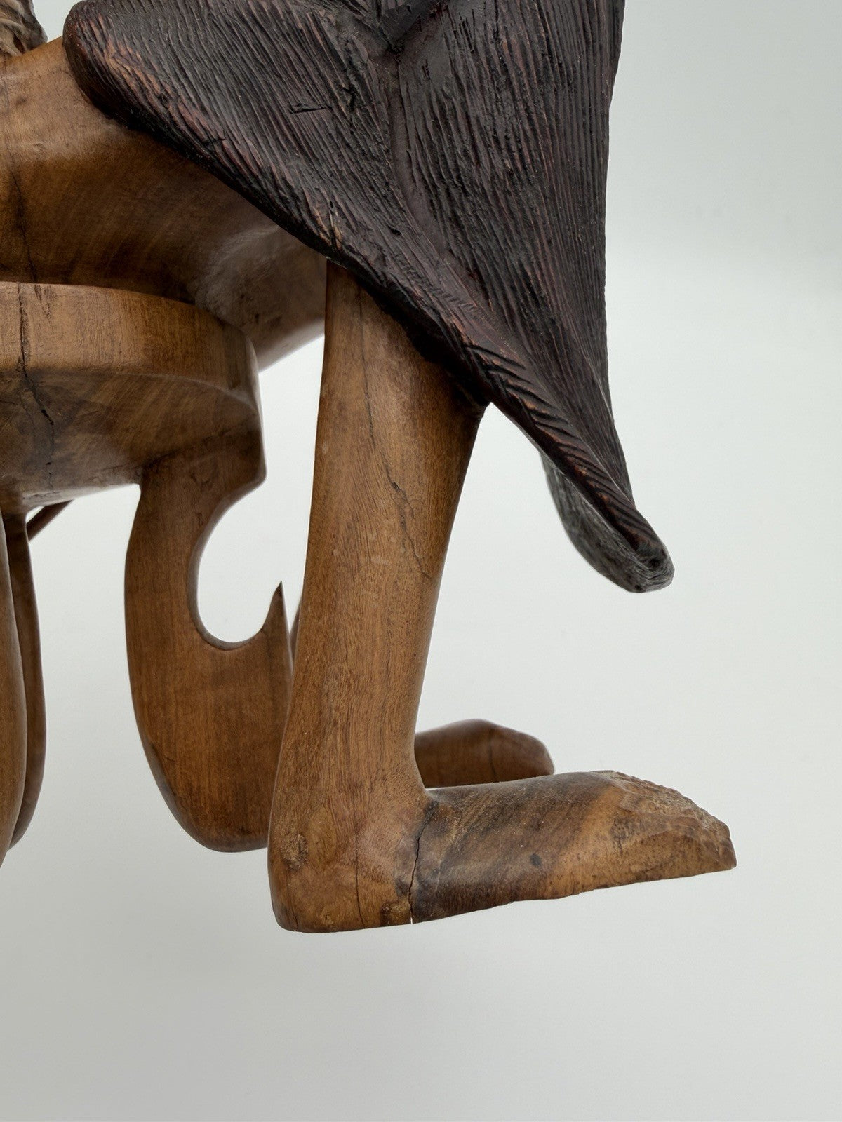 Vintage Folk Art Hand Carved Wood African Tribal Hunter Sculpture 13”H