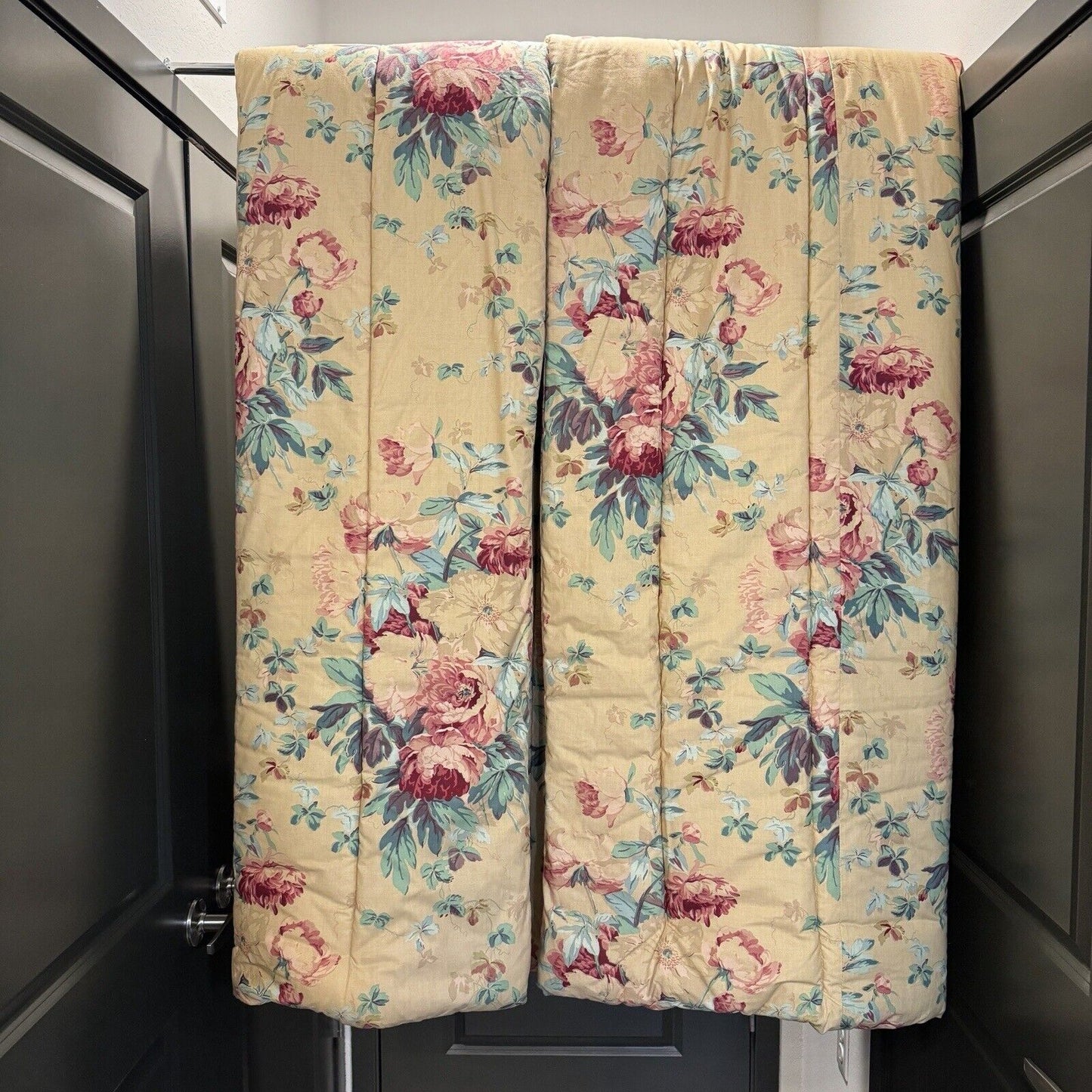 VTG Ralph Lauren Elsa Grasslands Full/Queen Comforter Farmhouse Floral Cotton US