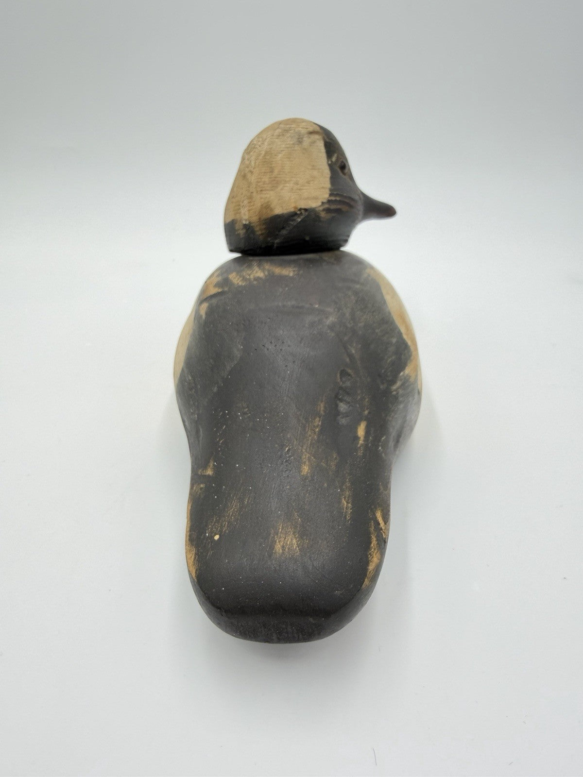 Vintage Ron Fisher Duck Decoy Wood Glass Eyes Swivel Head Folk Art Carved Signed